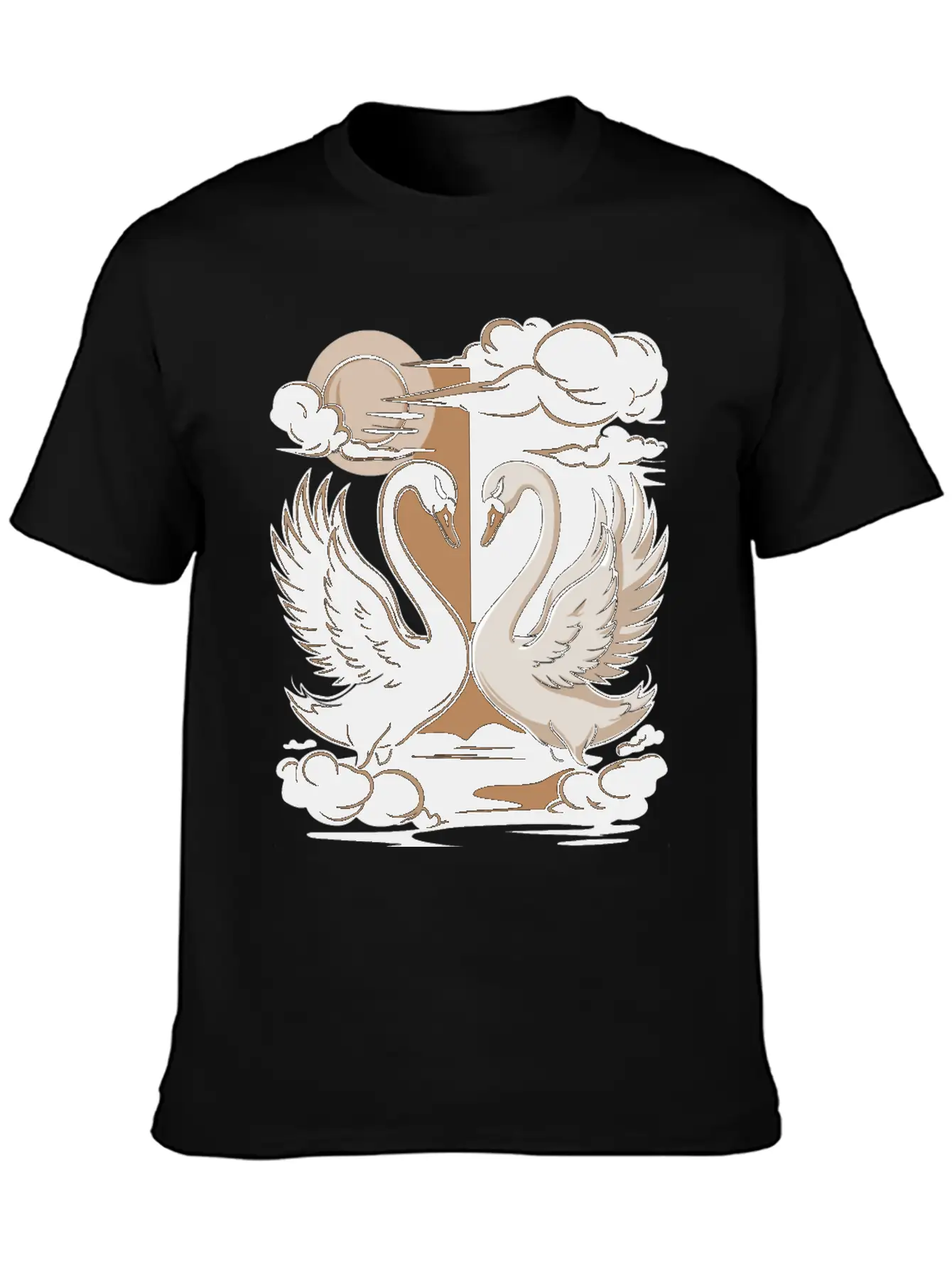 Swans - One Black And One White. Essential Cotton Tee For Daily Outfits – Unisex Style