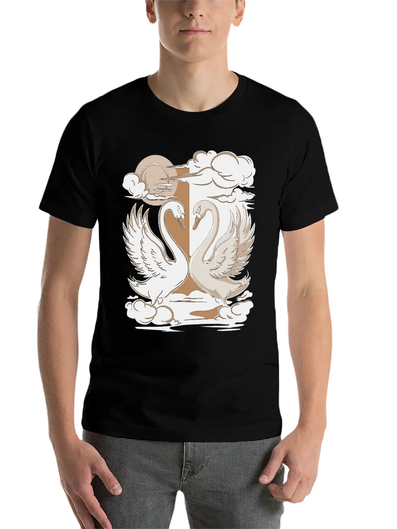Swans - One Black And One White. Essential Cotton Tee For Daily Outfits – Unisex Style