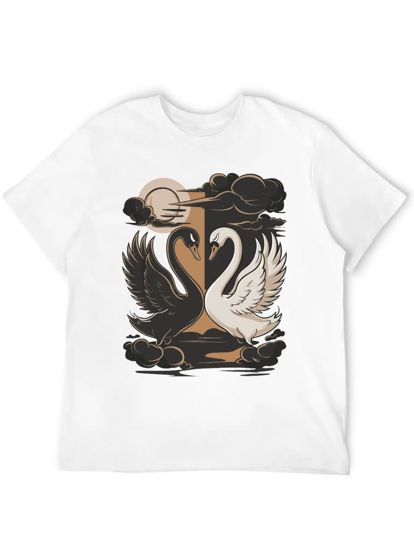 Swans - One Black And One White. Essential Cotton Tee For Daily Outfits – Unisex Style