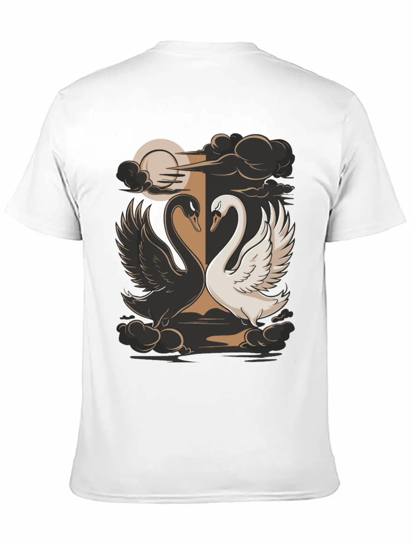 Swans - One Black And One White. Essential Cotton Tee For Daily Outfits – Unisex Style