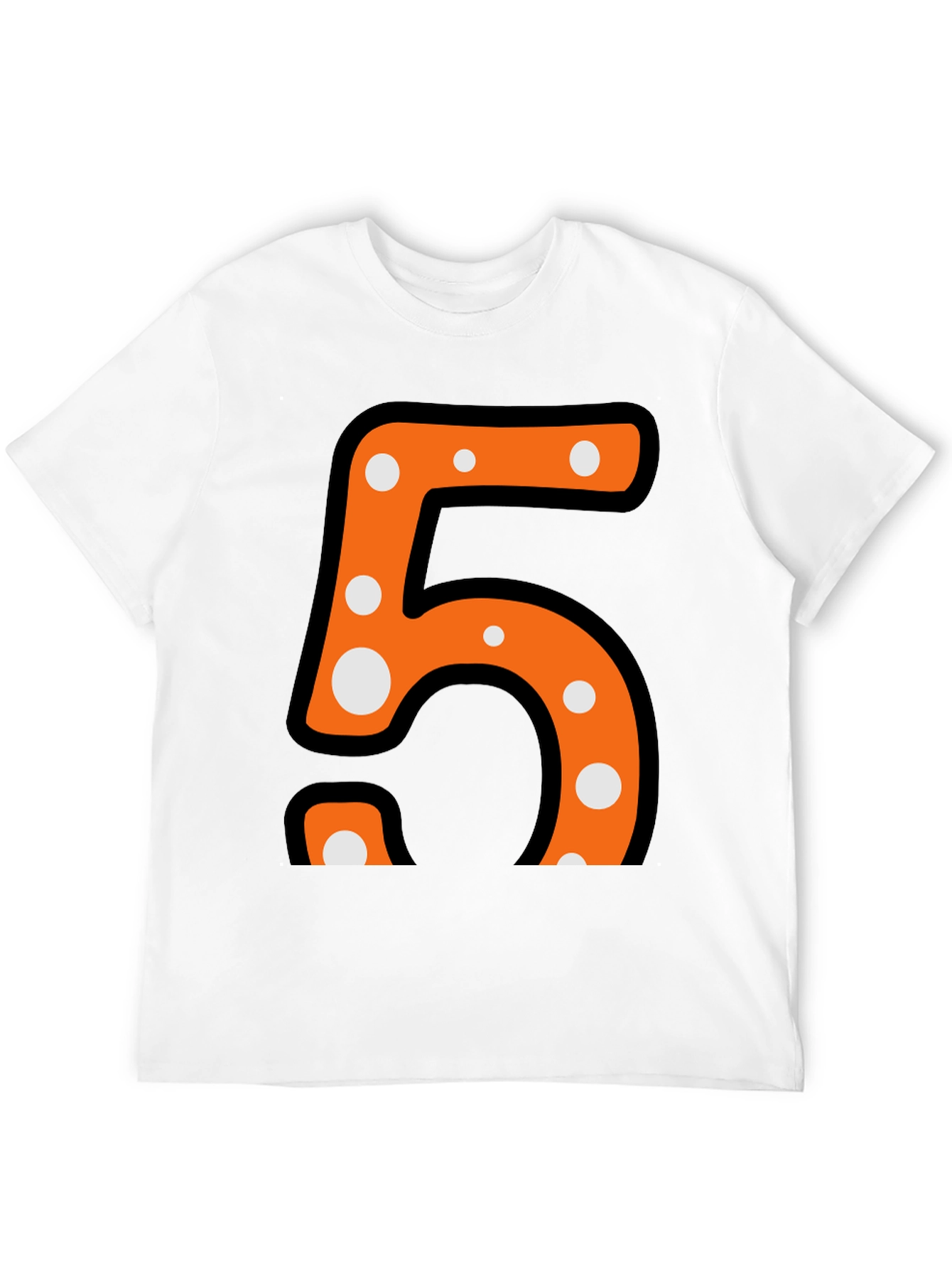 Fun Number Five T-Shirt - Orange and Polka Dot Design