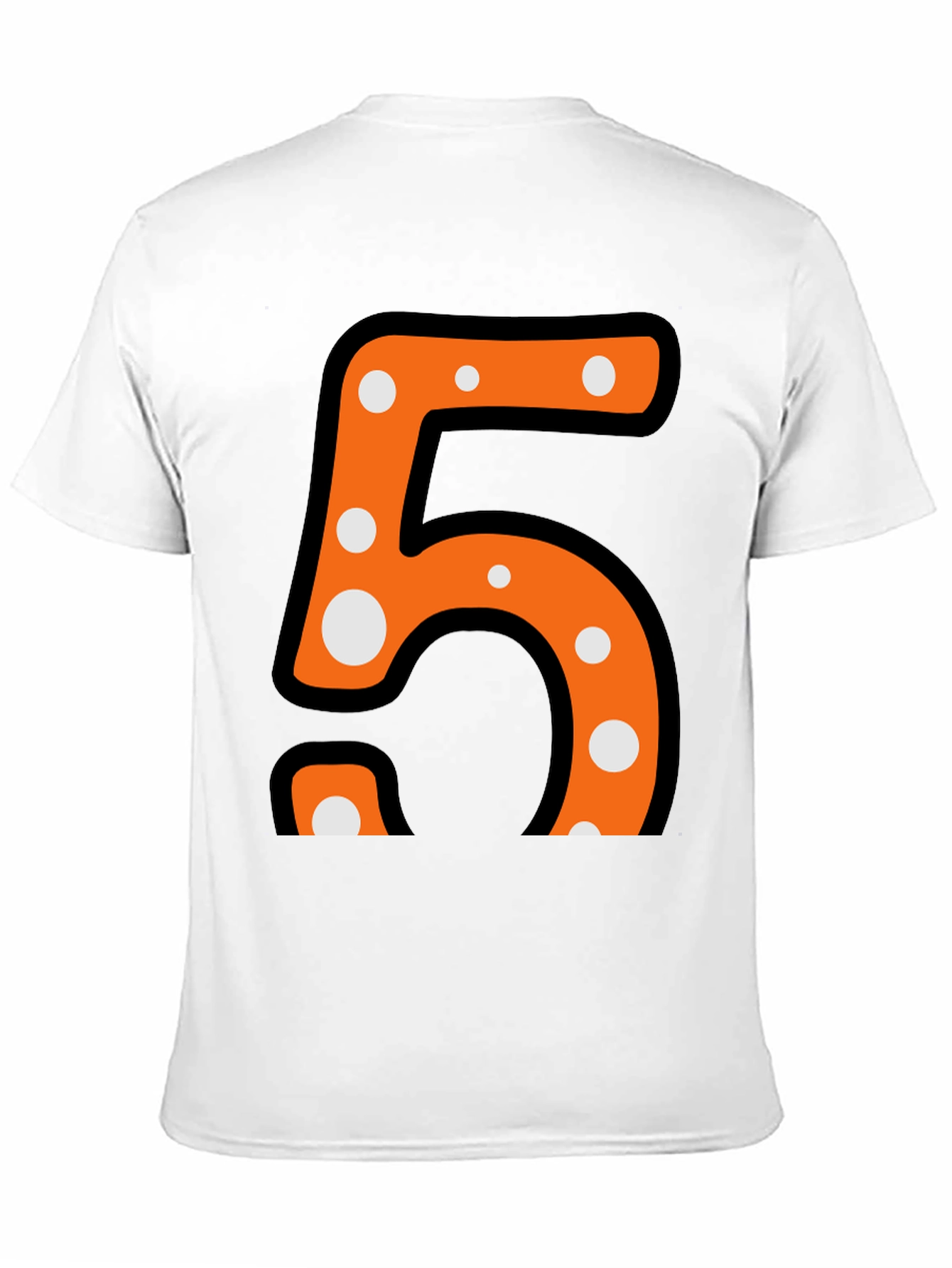 Fun Number Five T-Shirt - Orange and Polka Dot Design