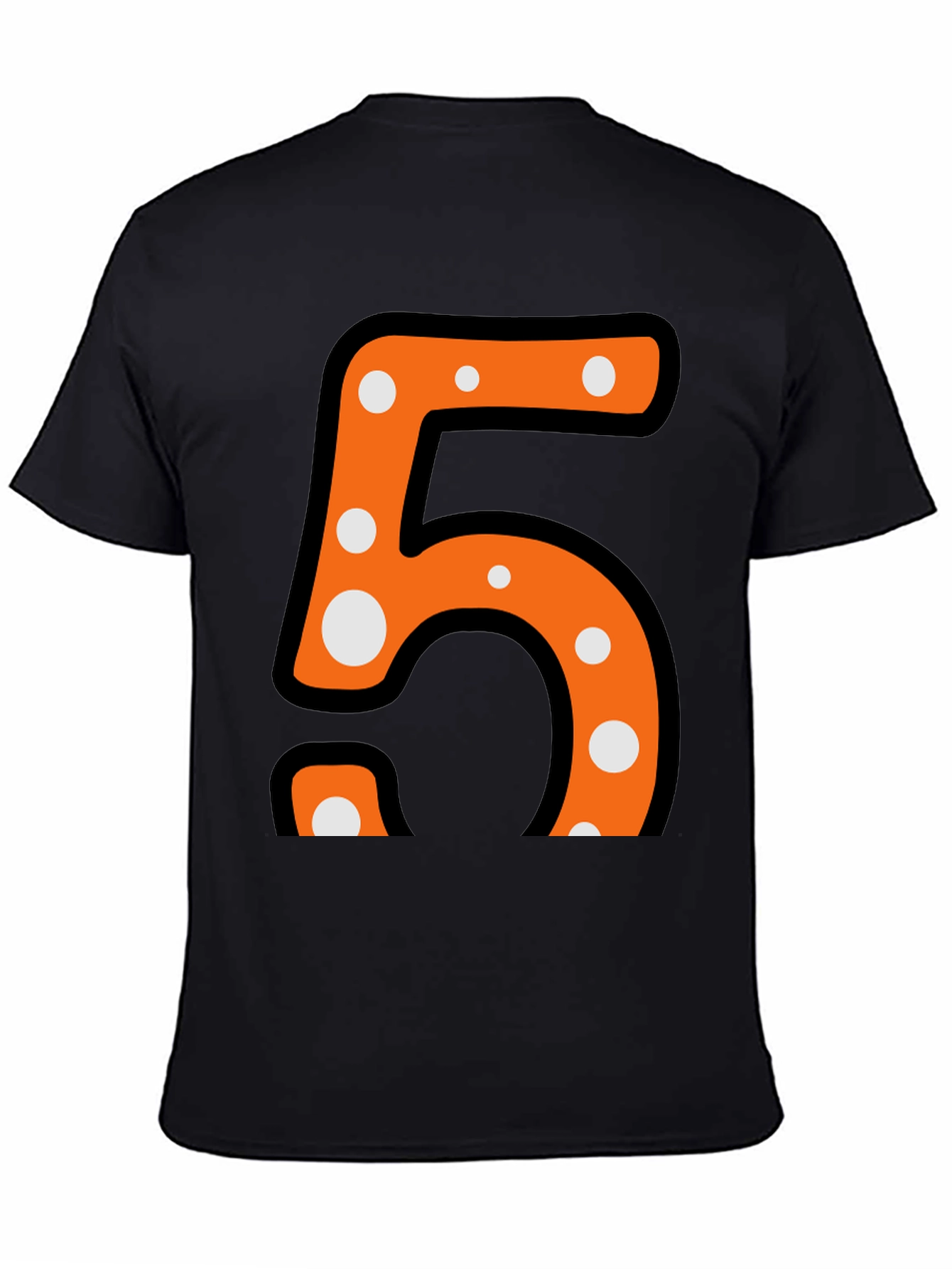 Fun Number Five T-Shirt - Orange and Polka Dot Design