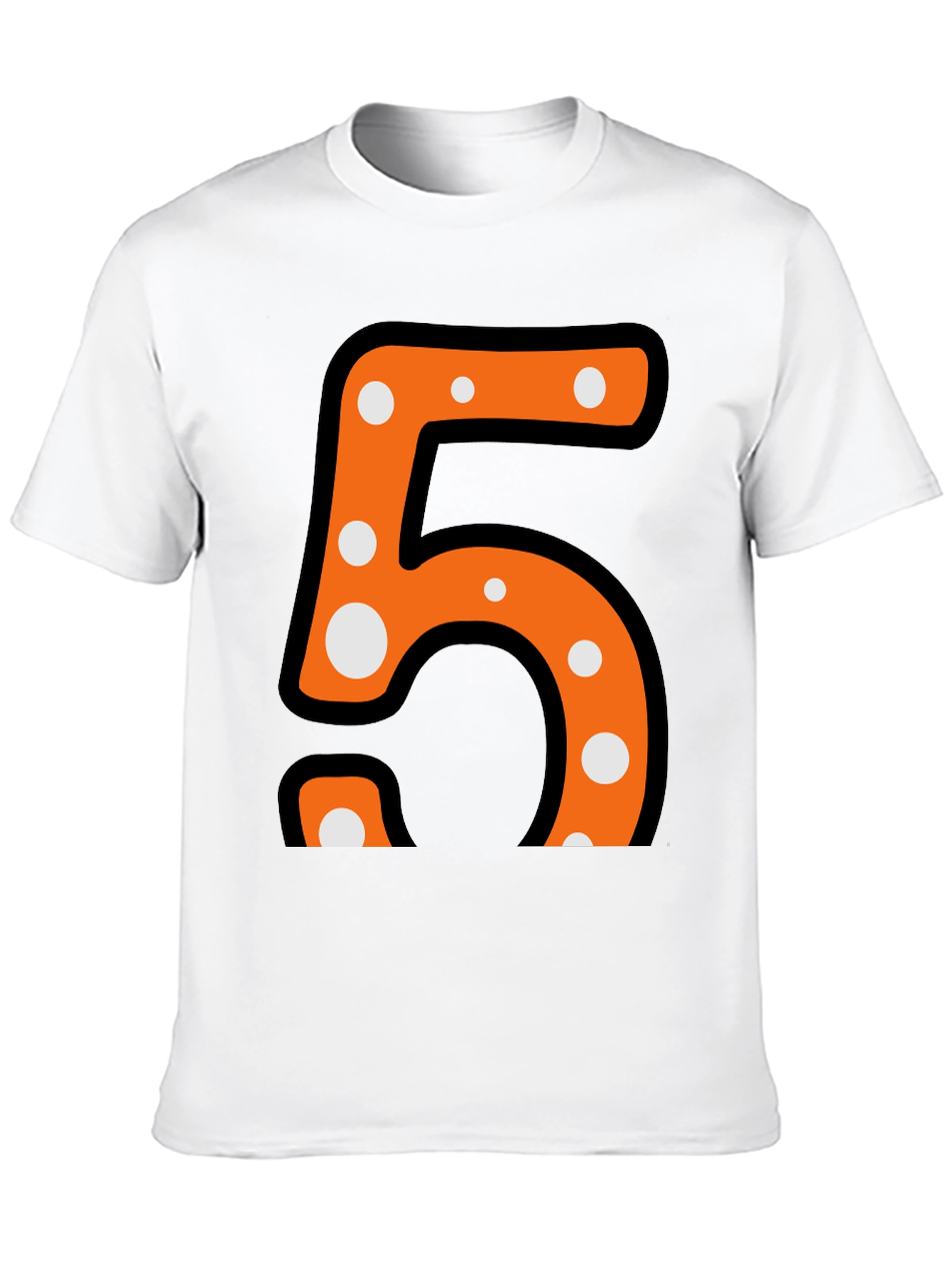 Fun Number Five T-Shirt - Orange and Polka Dot Design