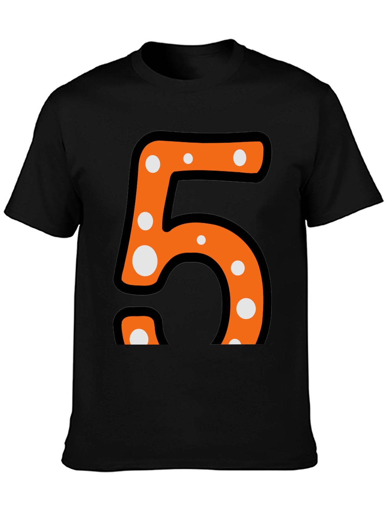Fun Number Five T-Shirt - Orange and Polka Dot Design