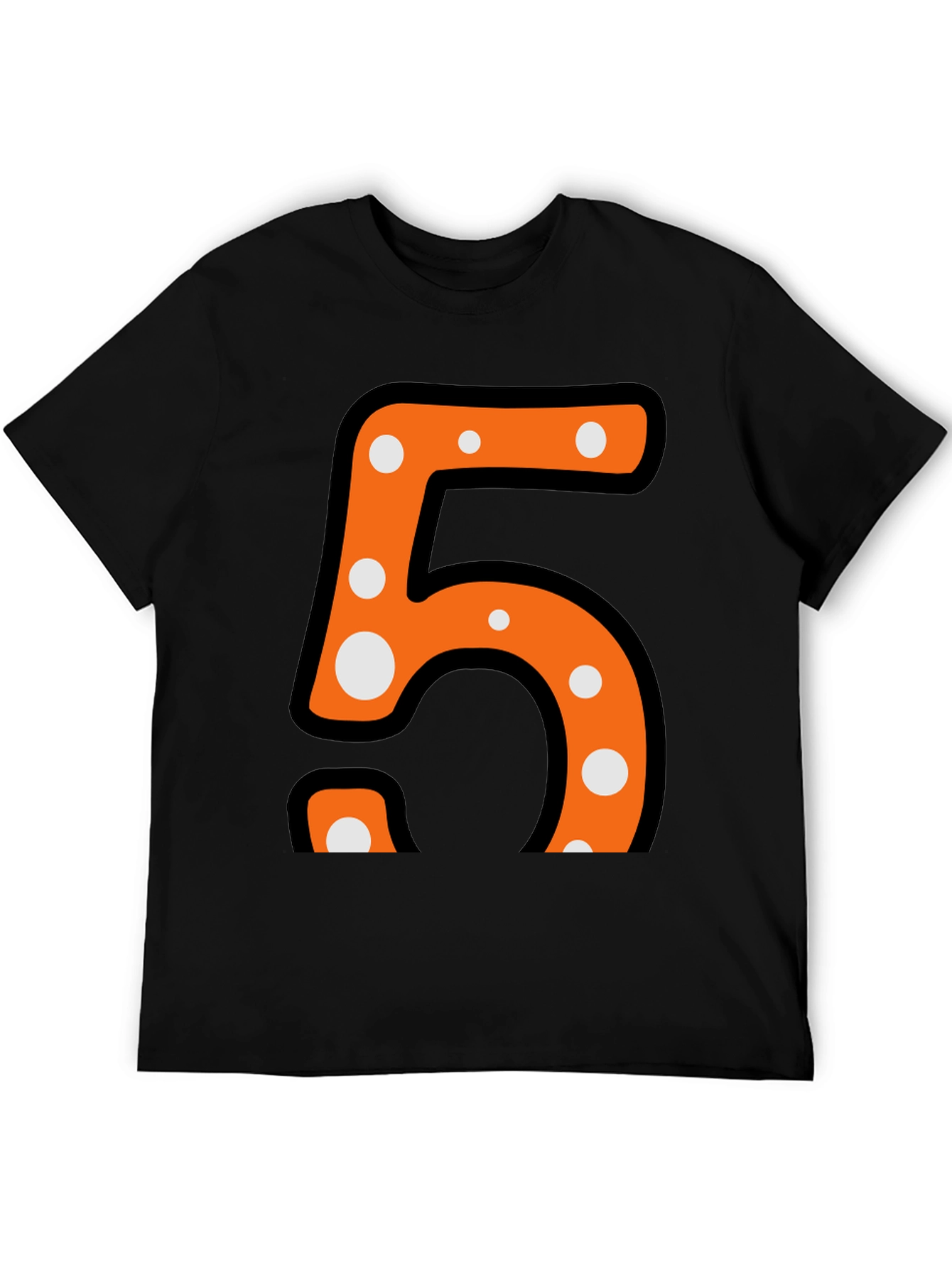 Fun Number Five T-Shirt - Orange and Polka Dot Design