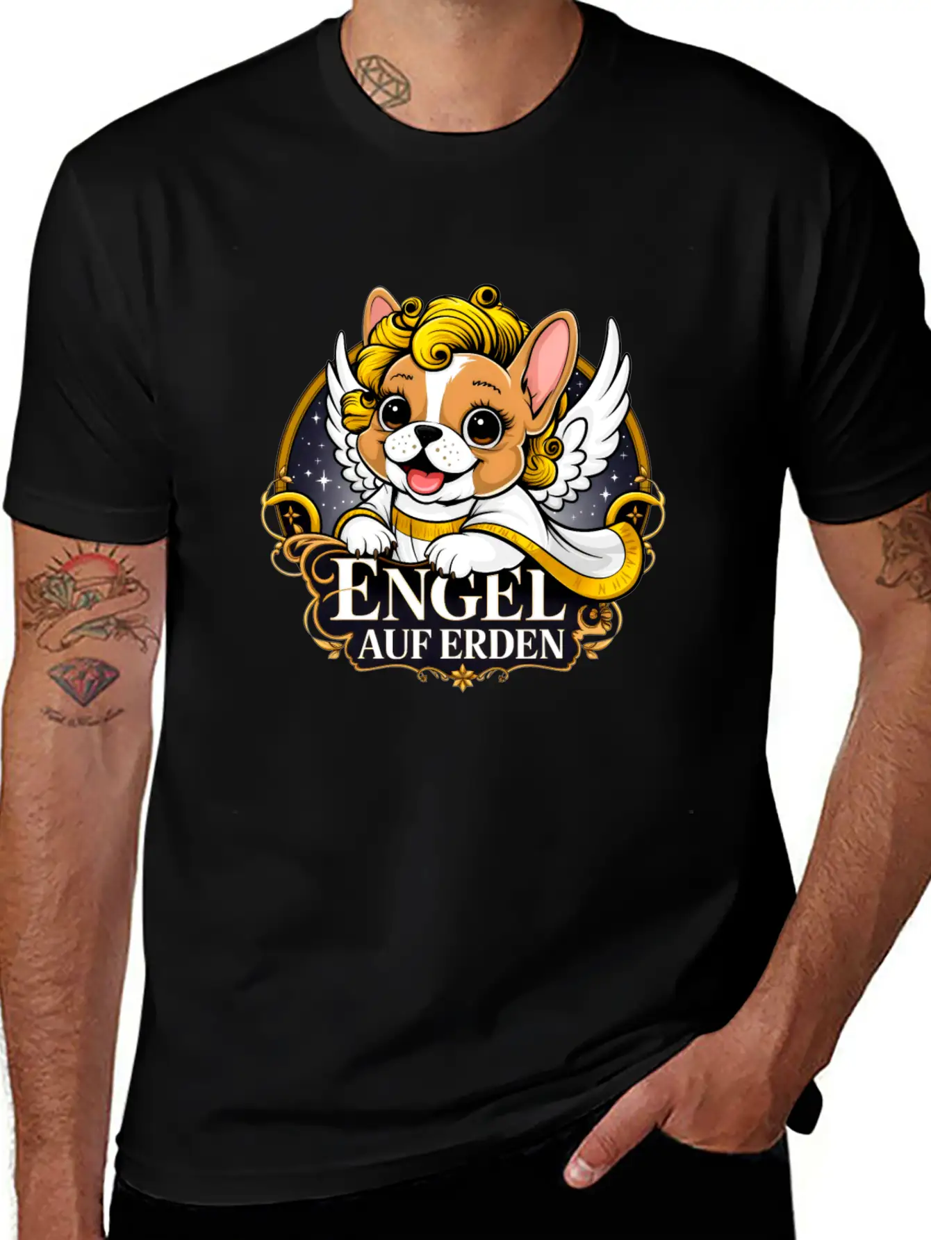 Sweet Frenchie Puppy As A Christ Child Classic Cotton Tee – Unisex Comfort For Any Season
