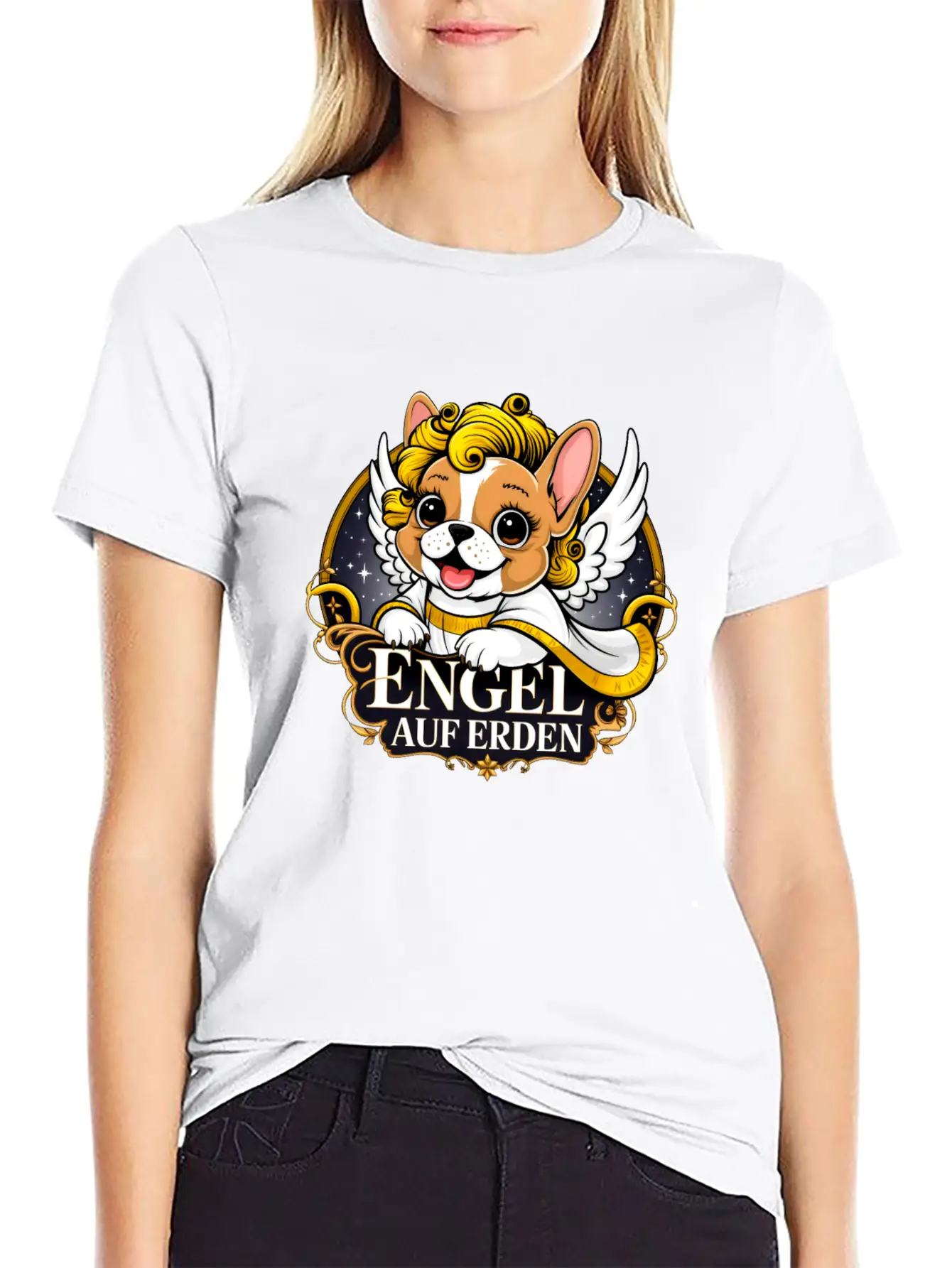 Sweet Frenchie Puppy As A Christ Child Classic Cotton Tee – Unisex Comfort For Any Season