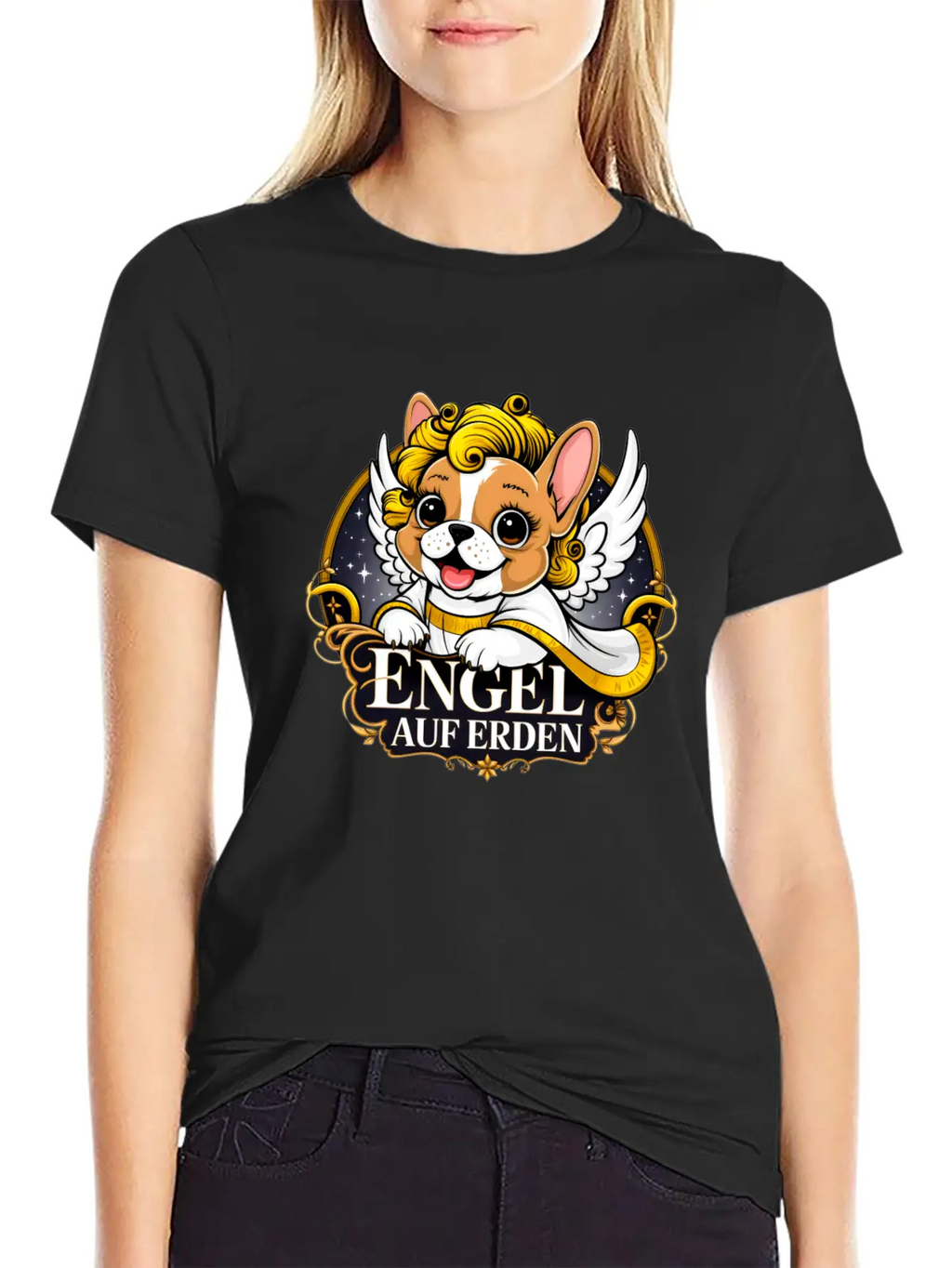 Sweet Frenchie Puppy As A Christ Child Classic Cotton Tee – Unisex Comfort For Any Season