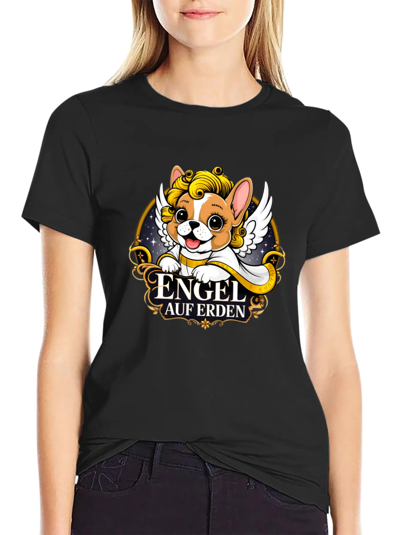 Sweet Frenchie Puppy As A Christ Child Classic Cotton Tee – Unisex Comfort For Any Season