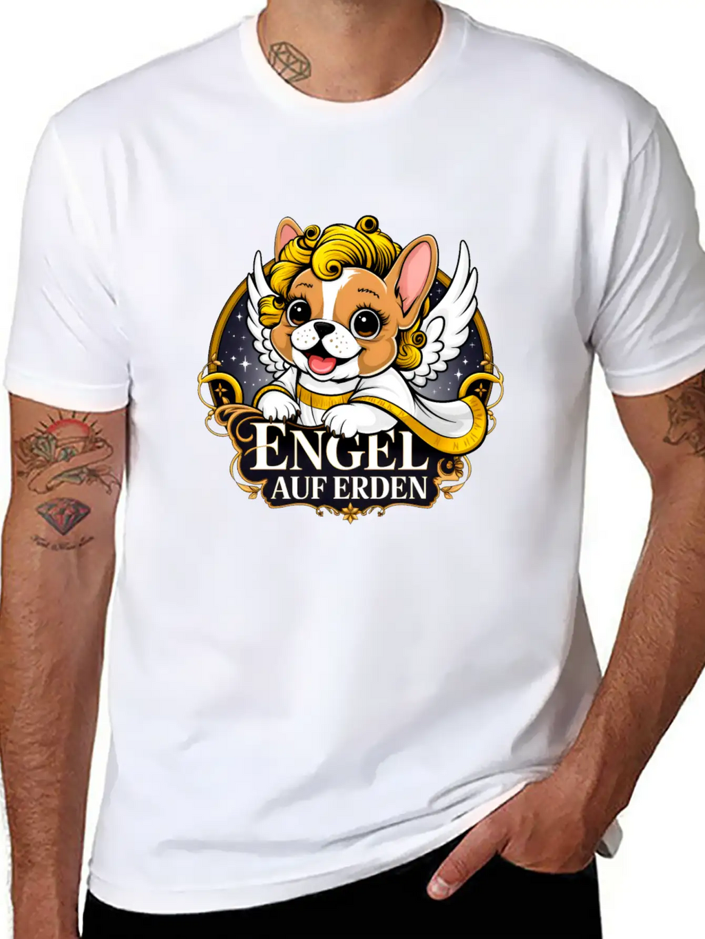 Sweet Frenchie Puppy As A Christ Child Classic Cotton Tee – Unisex Comfort For Any Season