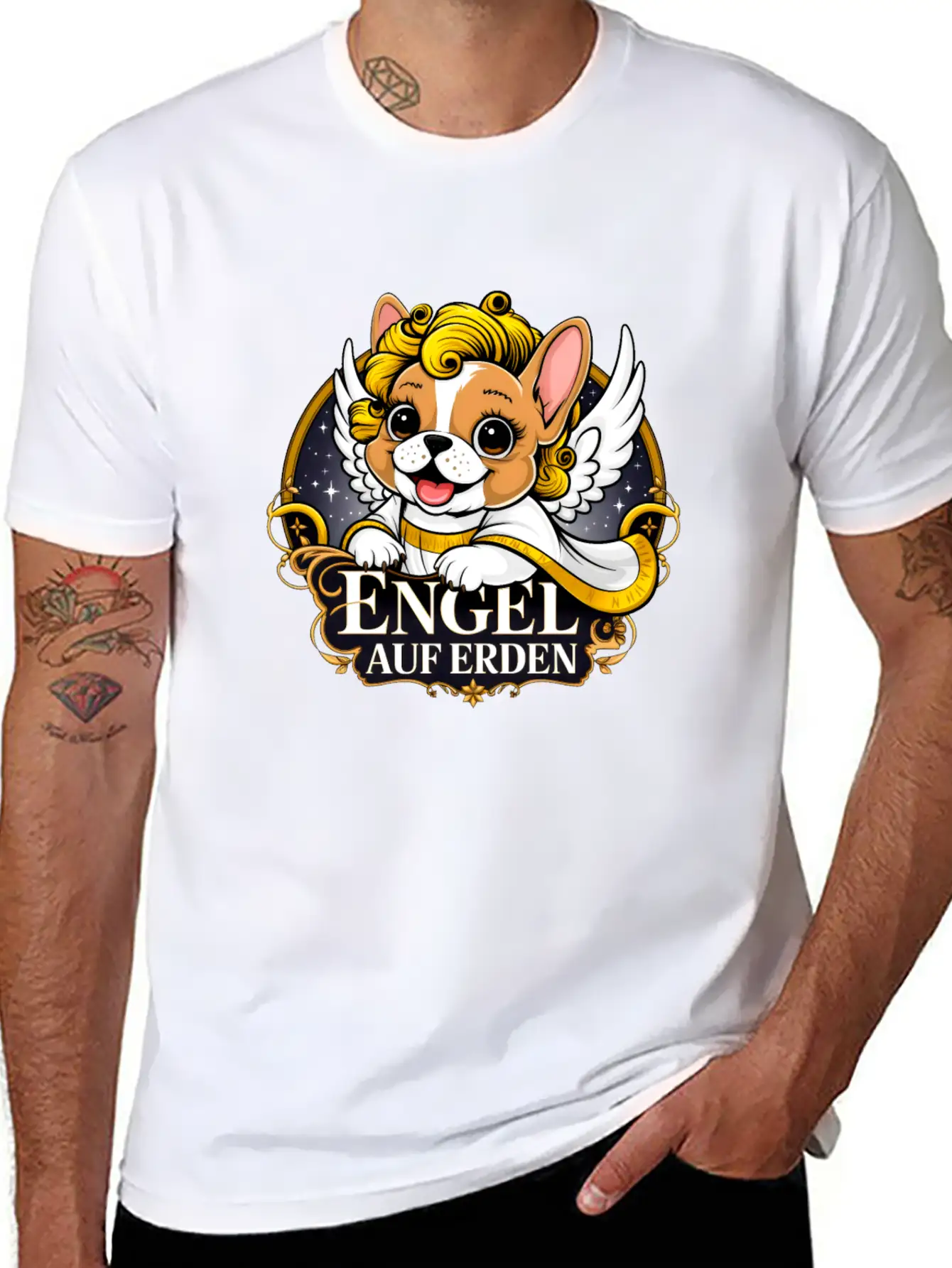 Sweet Frenchie Puppy As A Christ Child Classic Cotton Tee – Unisex Comfort For Any Season