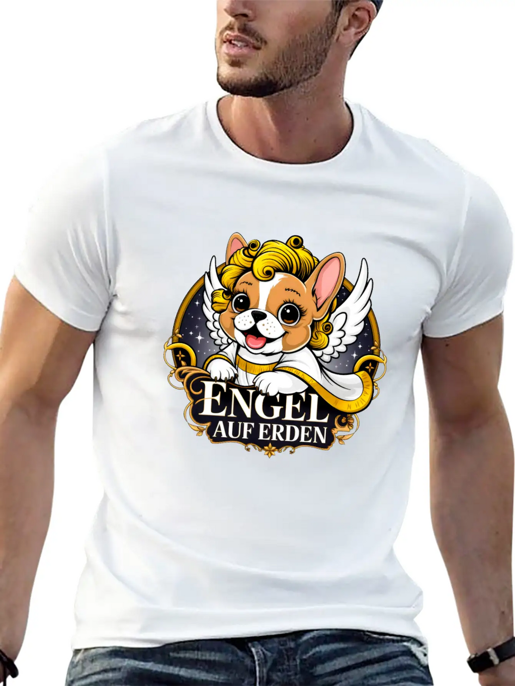 Sweet Frenchie Puppy As A Christ Child Classic Cotton Tee – Unisex Comfort For Any Season
