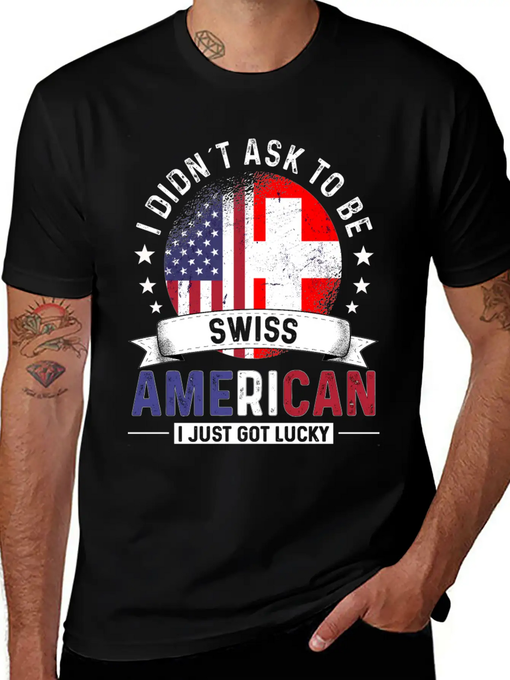 Swiss American Flags Pride Switzerland Flag Relaxed Everyday Tee – Lightweight And Durable Cotton