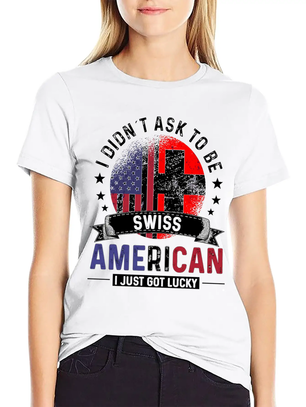 Swiss American Flags Pride Switzerland Flag Relaxed Everyday Tee – Lightweight And Durable Cotton