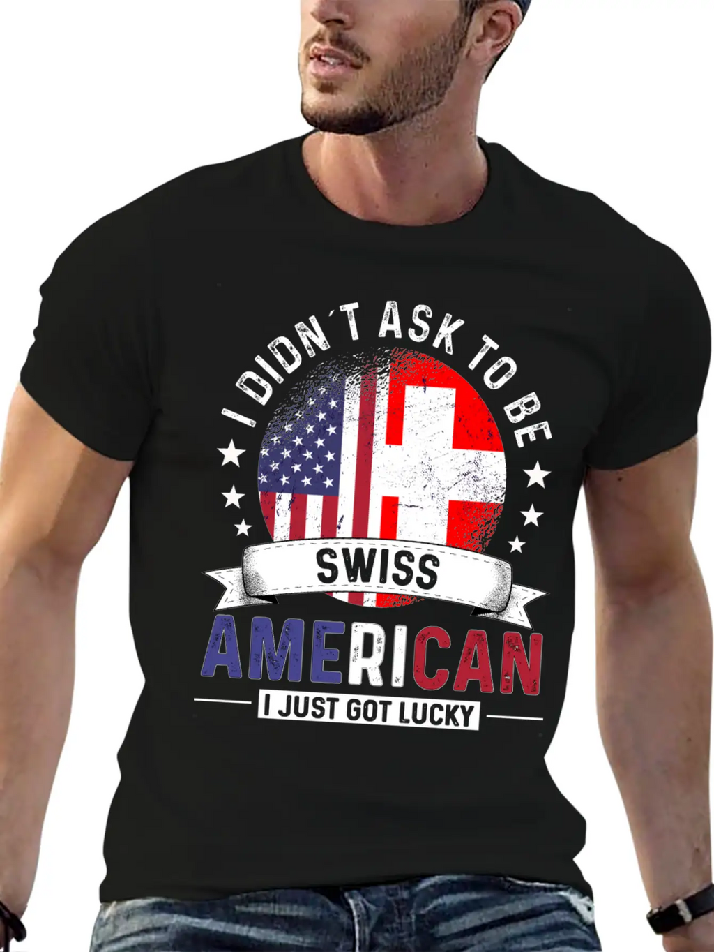 Swiss American Flags Pride Switzerland Flag Relaxed Everyday Tee – Lightweight And Durable Cotton