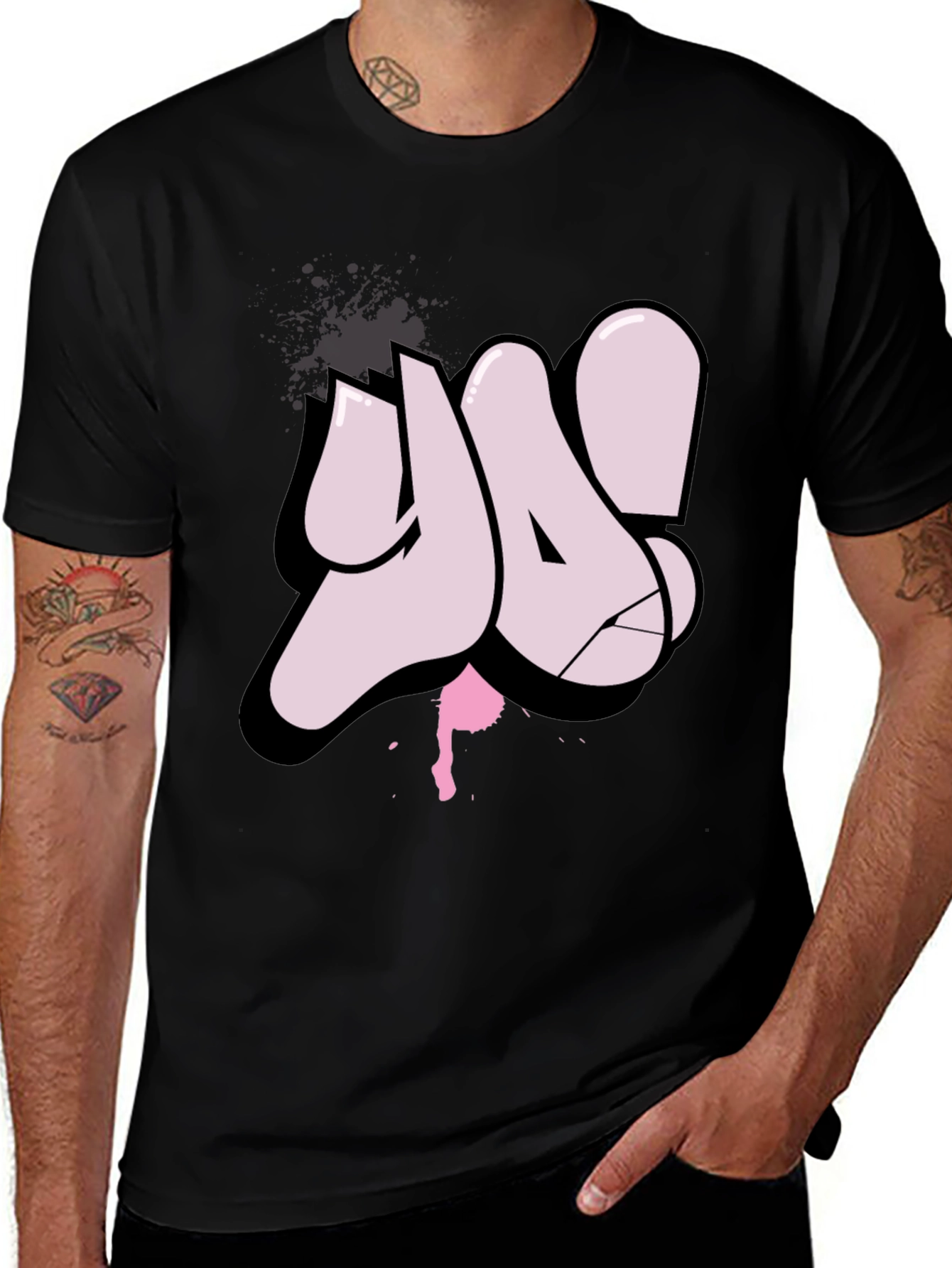 Ya! Graffiti Style Black T-Shirt