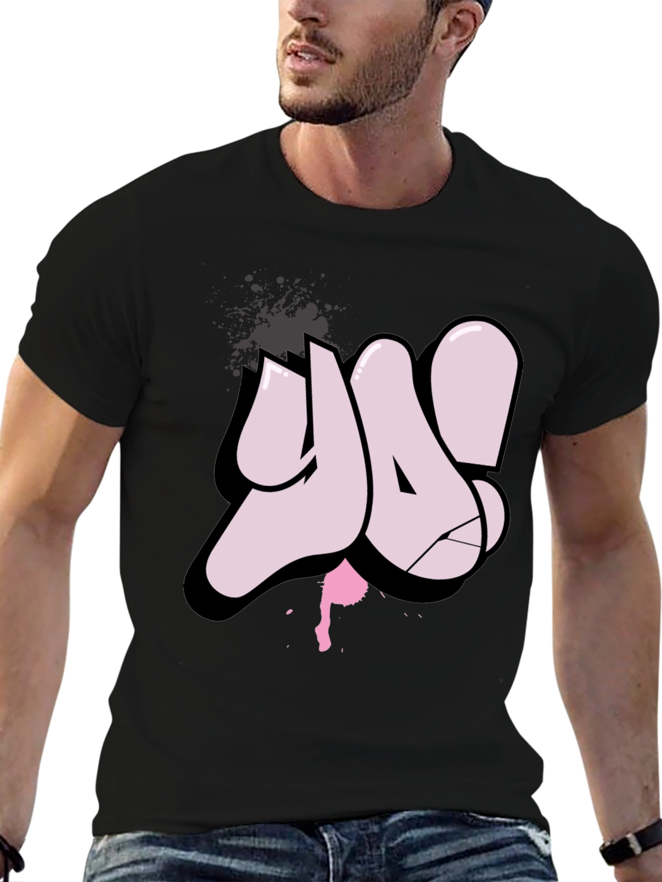 Ya! Graffiti Style Black T-Shirt