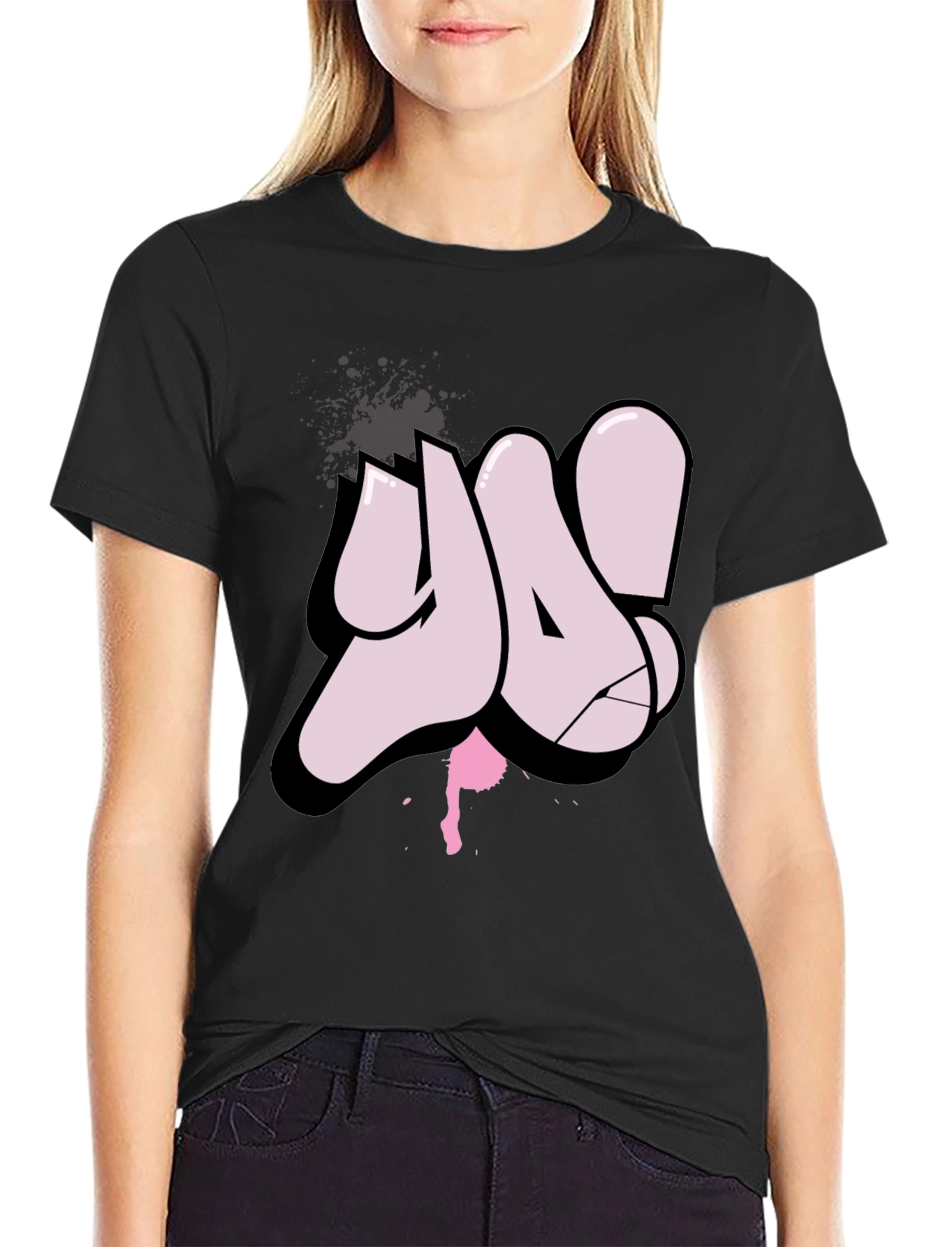 Ya! Graffiti Style Black T-Shirt