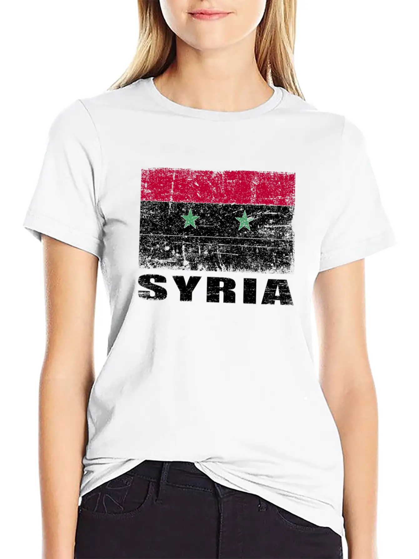 Syria Flag Grunge Country Flag Syria Essential Cotton Tee For Daily Outfits – Unisex Style
