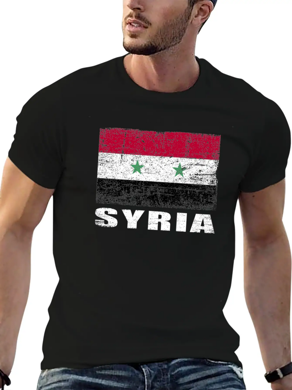 Syria Flag Grunge Country Flag Syria Essential Cotton Tee For Daily Outfits – Unisex Style