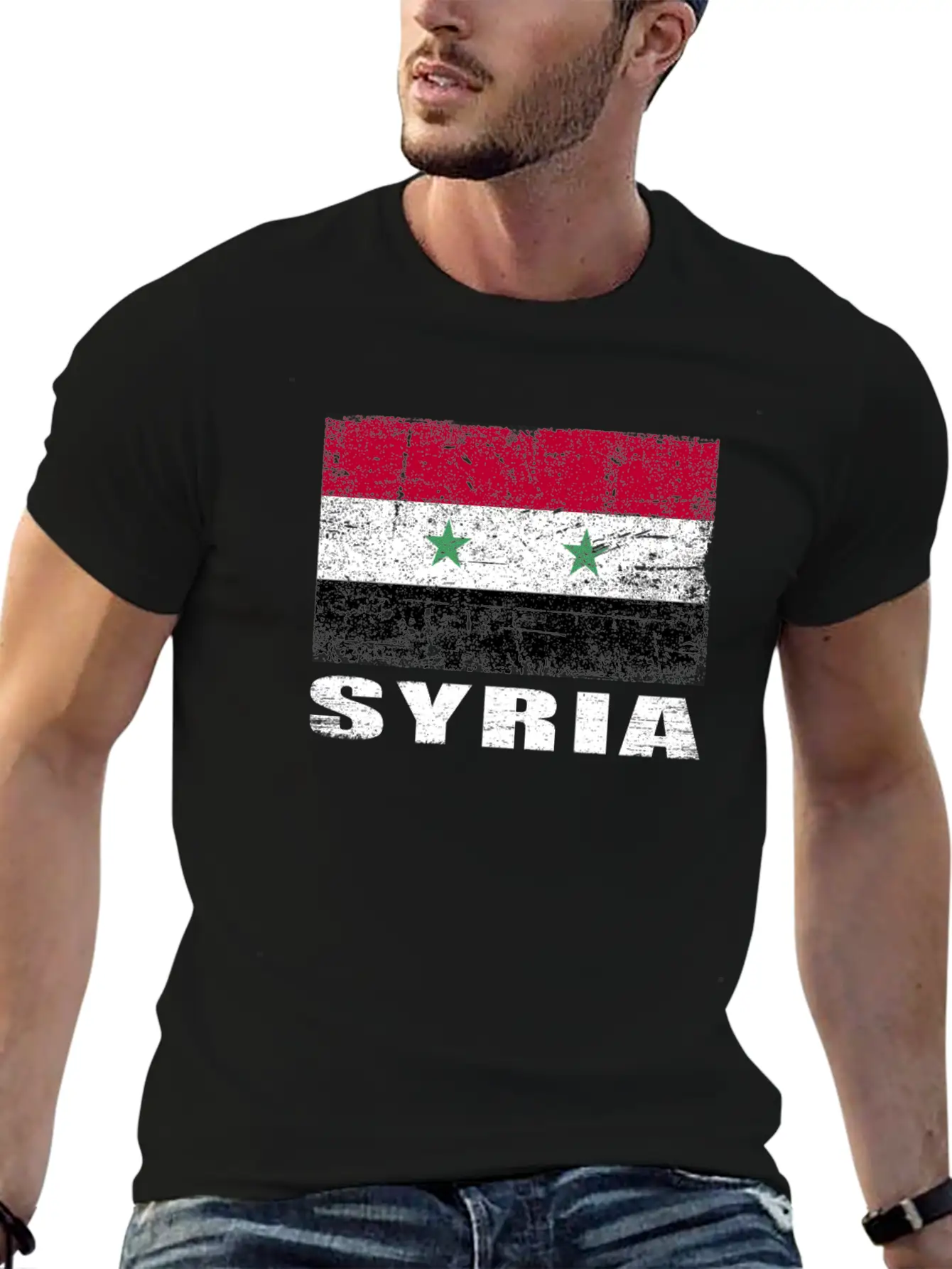 Syria Flag Grunge Country Flag Syria Essential Cotton Tee For Daily Outfits – Unisex Style