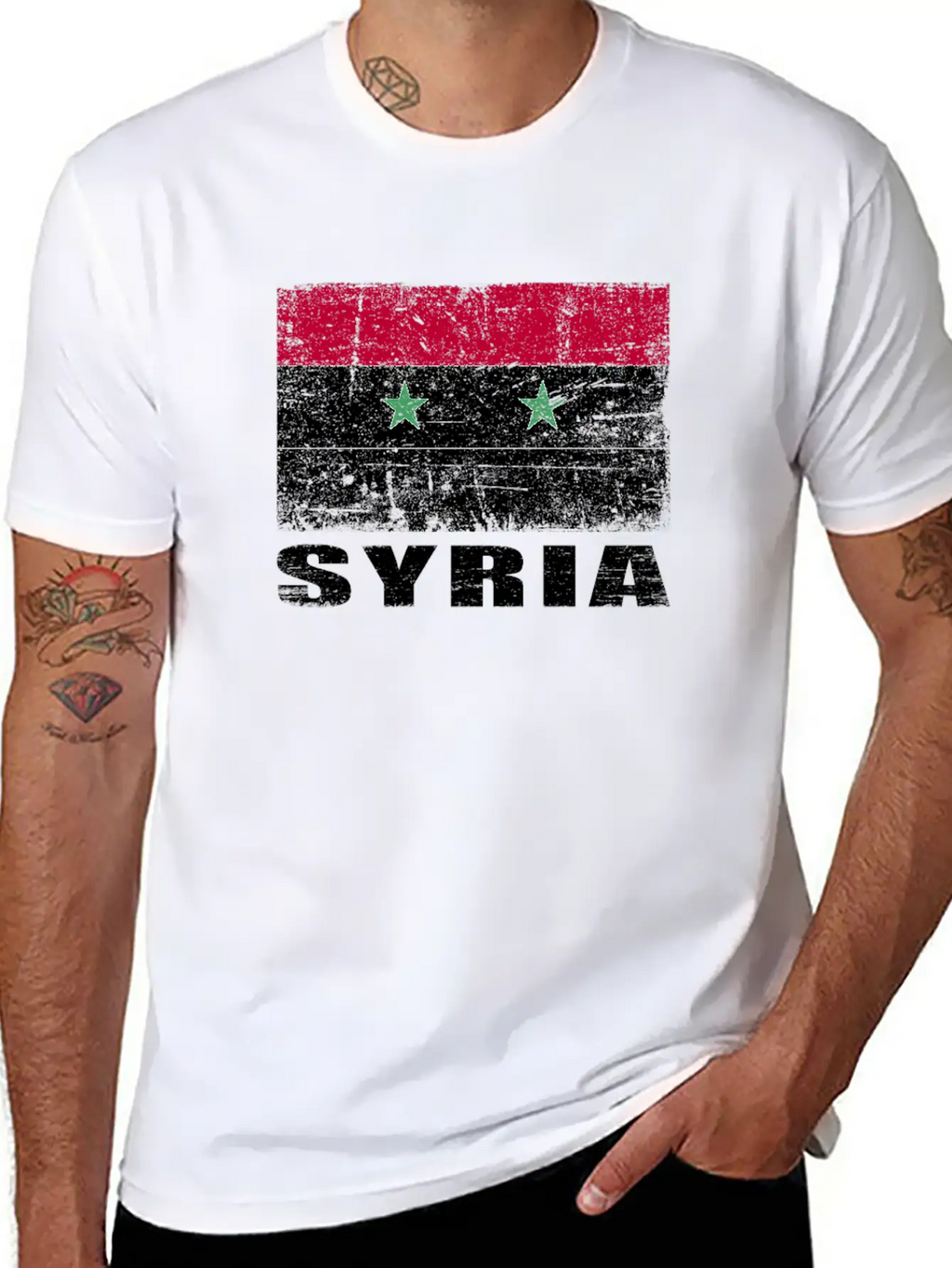 Syria Flag Grunge Country Flag Syria Essential Cotton Tee For Daily Outfits – Unisex Style