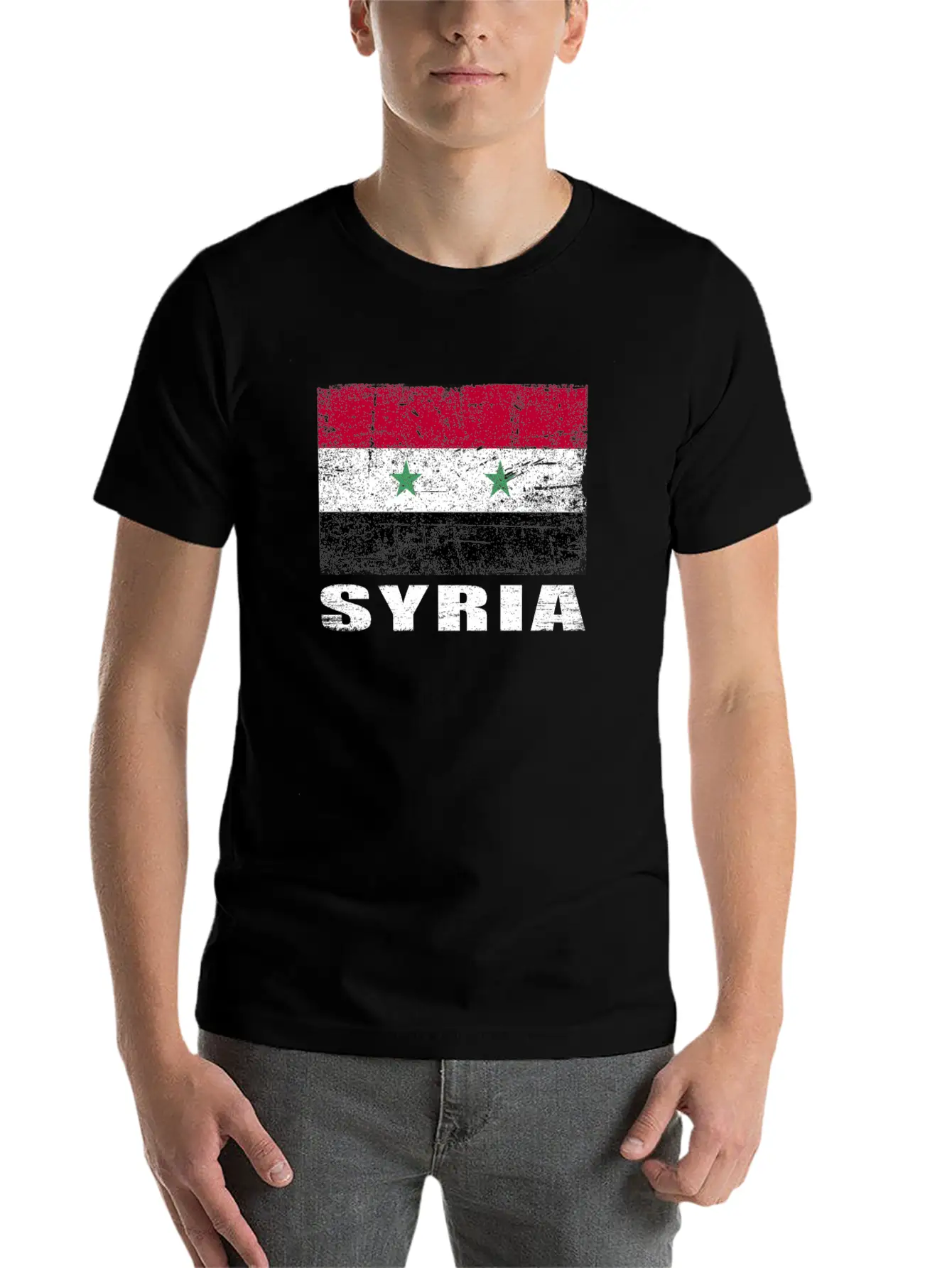 Syria Flag Grunge Country Flag Syria Essential Cotton Tee For Daily Outfits – Unisex Style