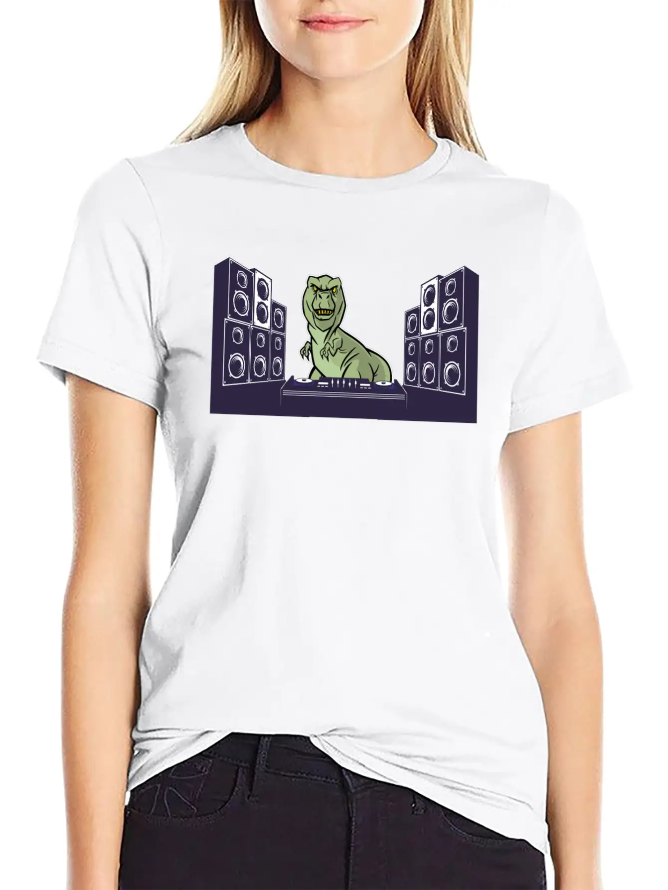T-rex Dino Dinosaur Tyrannosaurus Vinyl Disk Timeless Short Sleeve Tee – Comfy And Minimalist Design