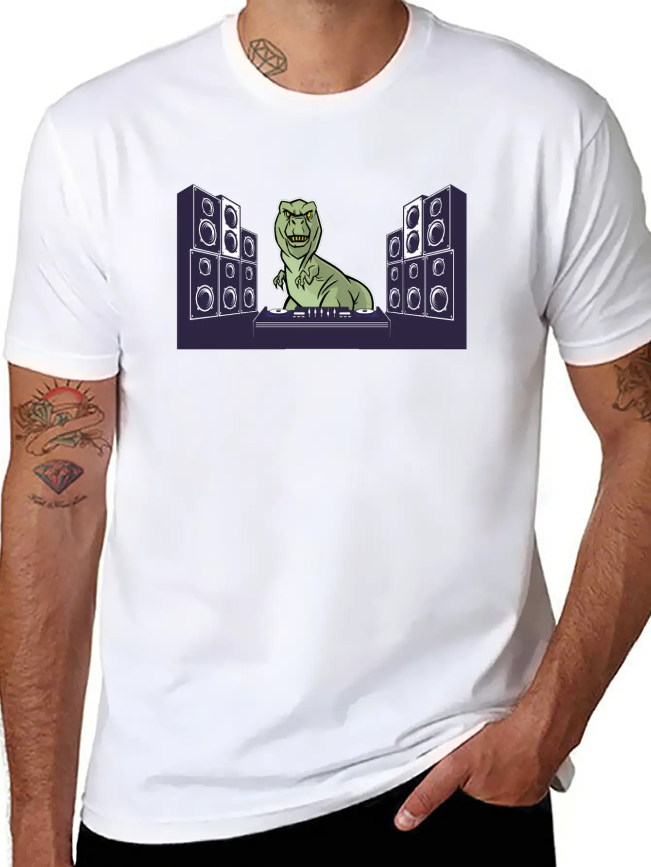 T-rex Dino Dinosaur Tyrannosaurus Vinyl Disk Timeless Short Sleeve Tee – Comfy And Minimalist Design