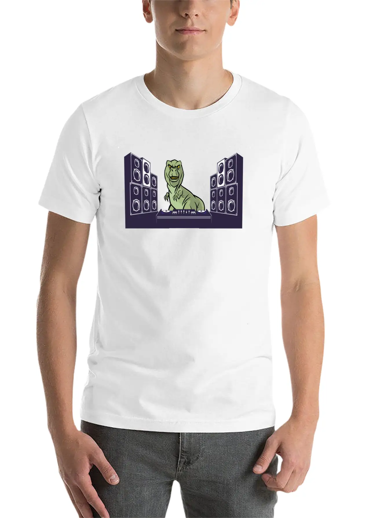 T-rex Dino Dinosaur Tyrannosaurus Vinyl Disk Timeless Short Sleeve Tee – Comfy And Minimalist Design