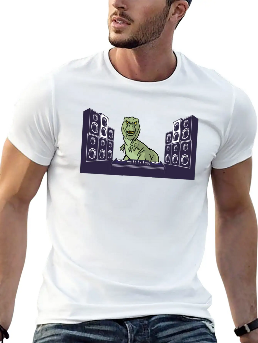 T-rex Dino Dinosaur Tyrannosaurus Vinyl Disk Timeless Short Sleeve Tee – Comfy And Minimalist Design