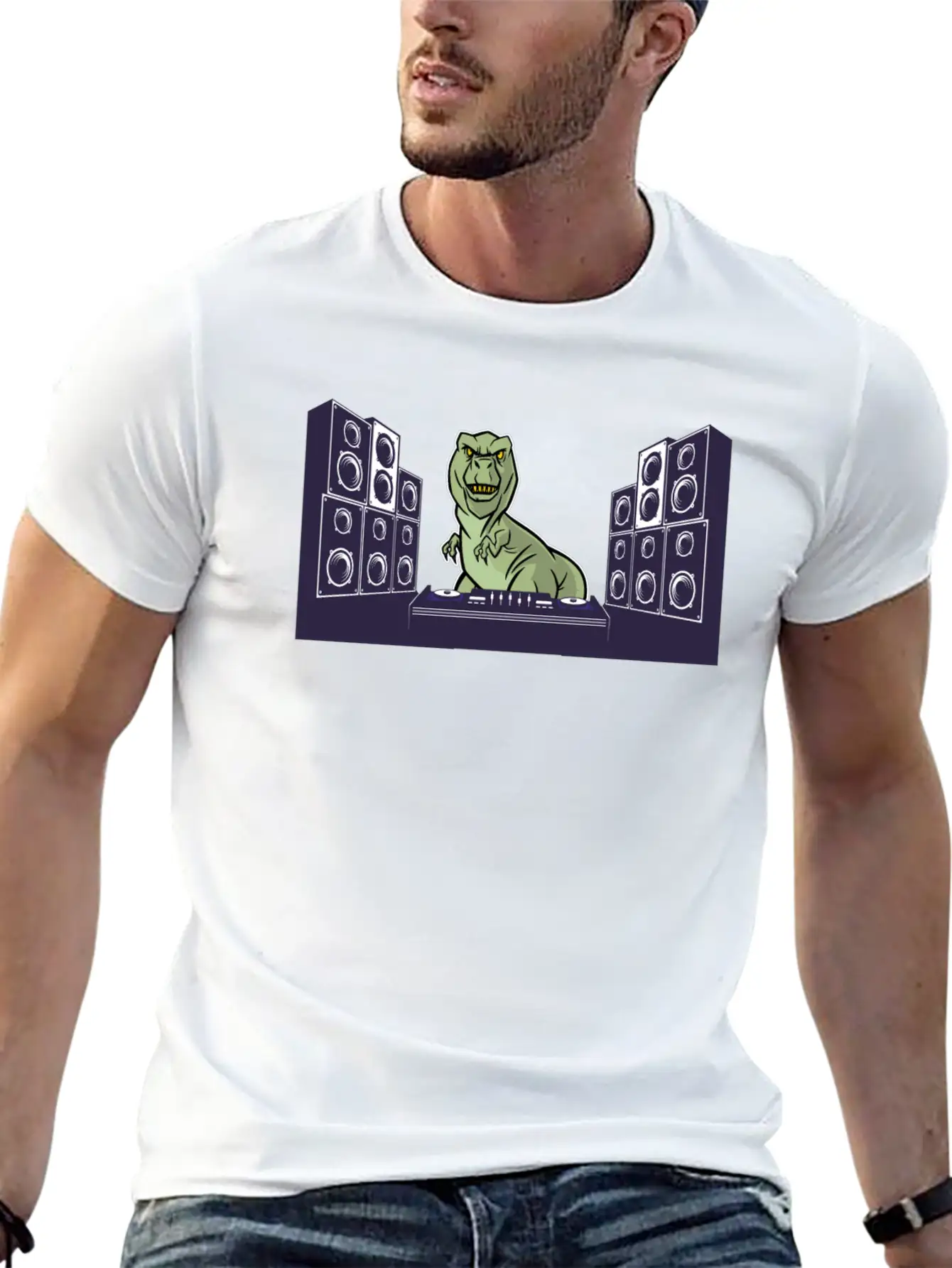T-rex Dino Dinosaur Tyrannosaurus Vinyl Disk Timeless Short Sleeve Tee – Comfy And Minimalist Design