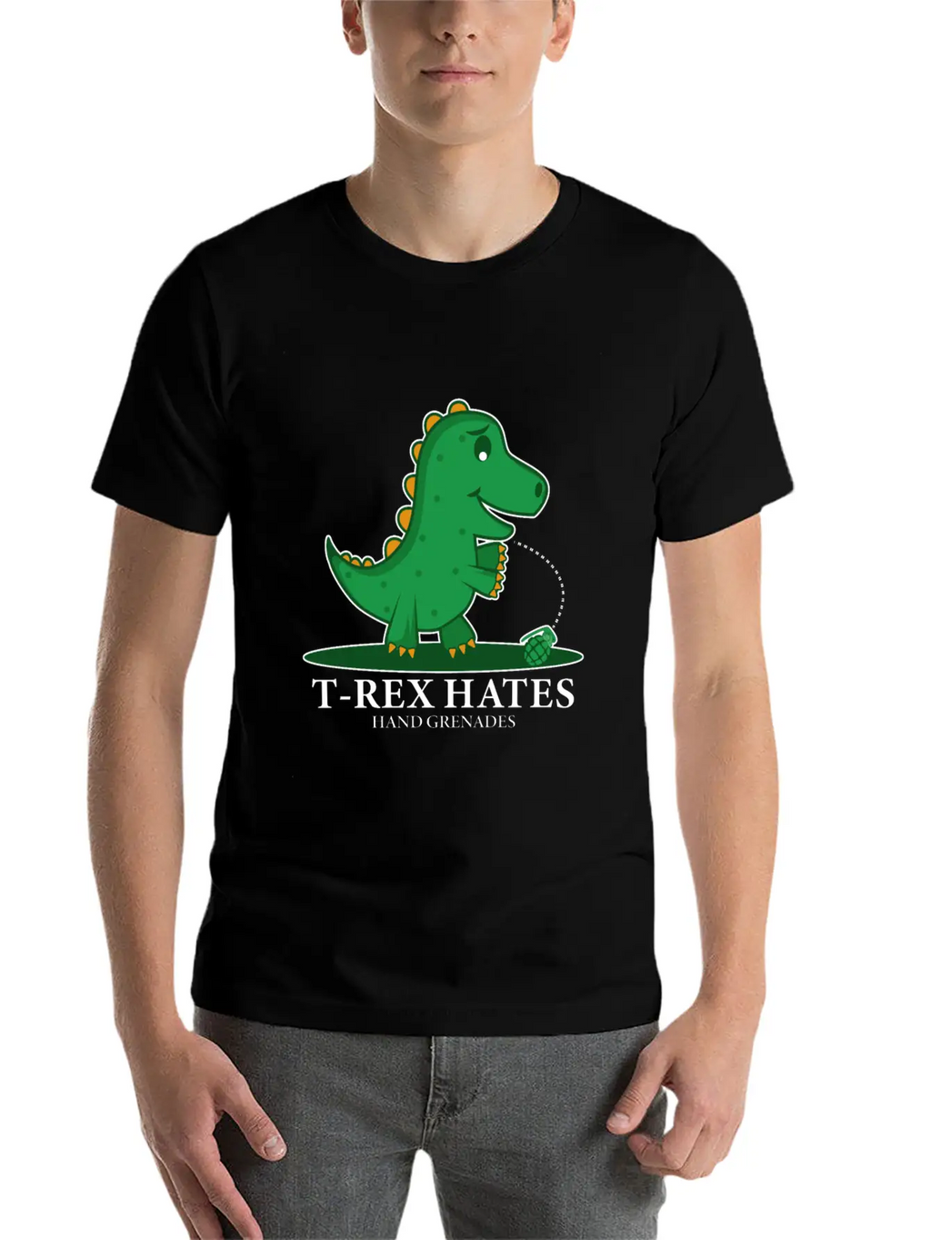 T-Rex Hates Grenades Dinosaur Fan Gift Essential Cotton Tee For Daily Outfits – Unisex Style