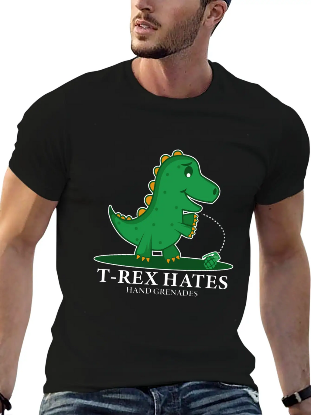 T-Rex Hates Grenades Dinosaur Fan Gift Essential Cotton Tee For Daily Outfits – Unisex Style