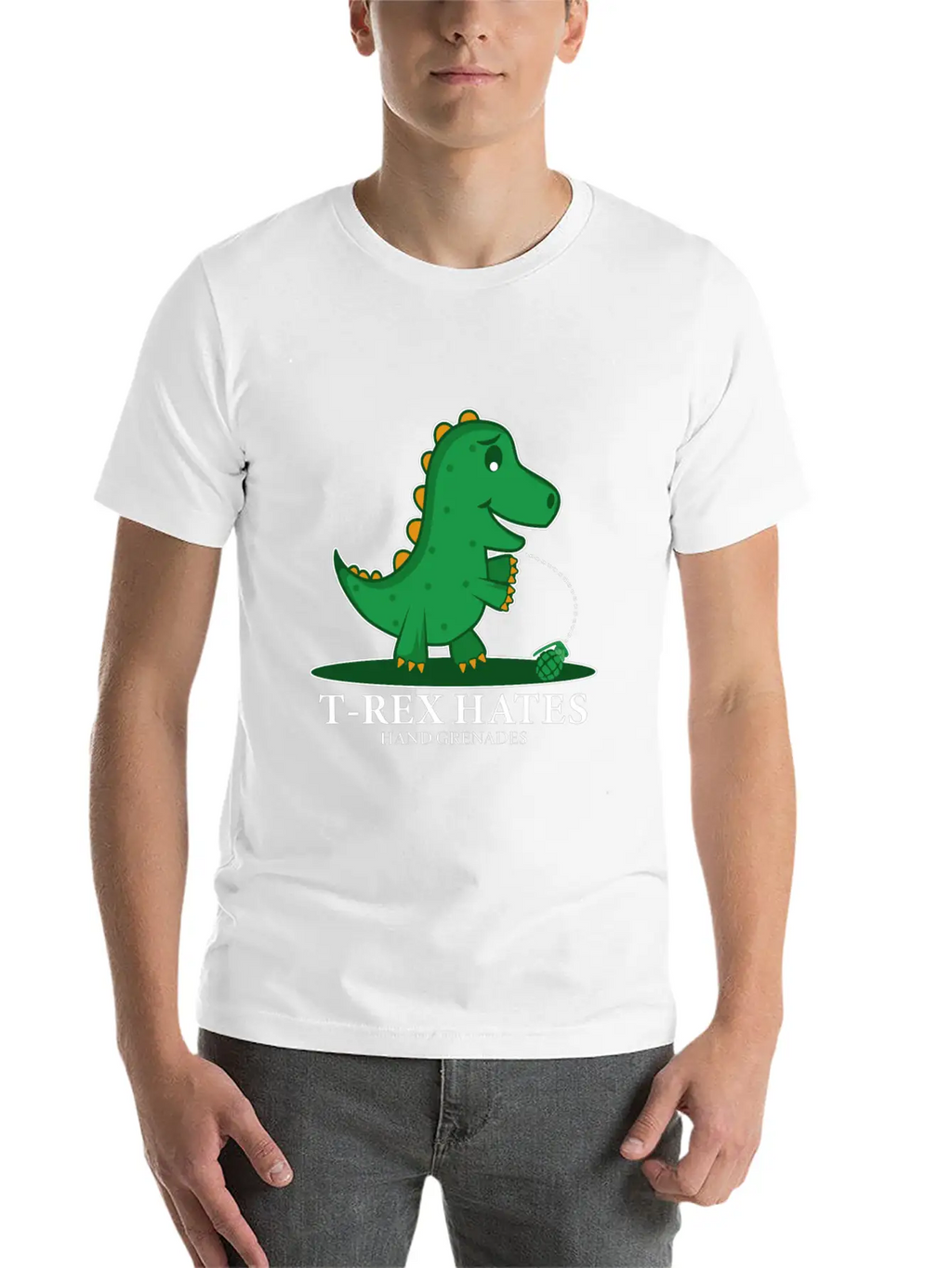 T-Rex Hates Grenades Dinosaur Fan Gift Essential Cotton Tee For Daily Outfits – Unisex Style