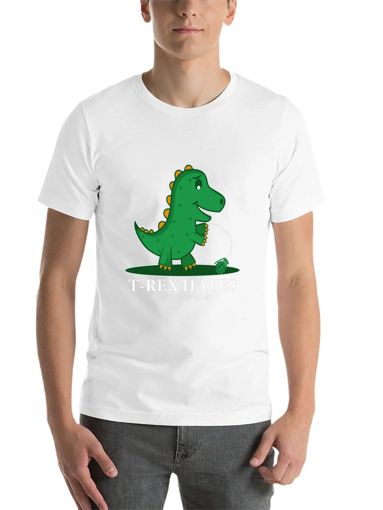 T-Rex Hates Grenades Dinosaur Fan Gift Essential Cotton Tee For Daily Outfits – Unisex Style