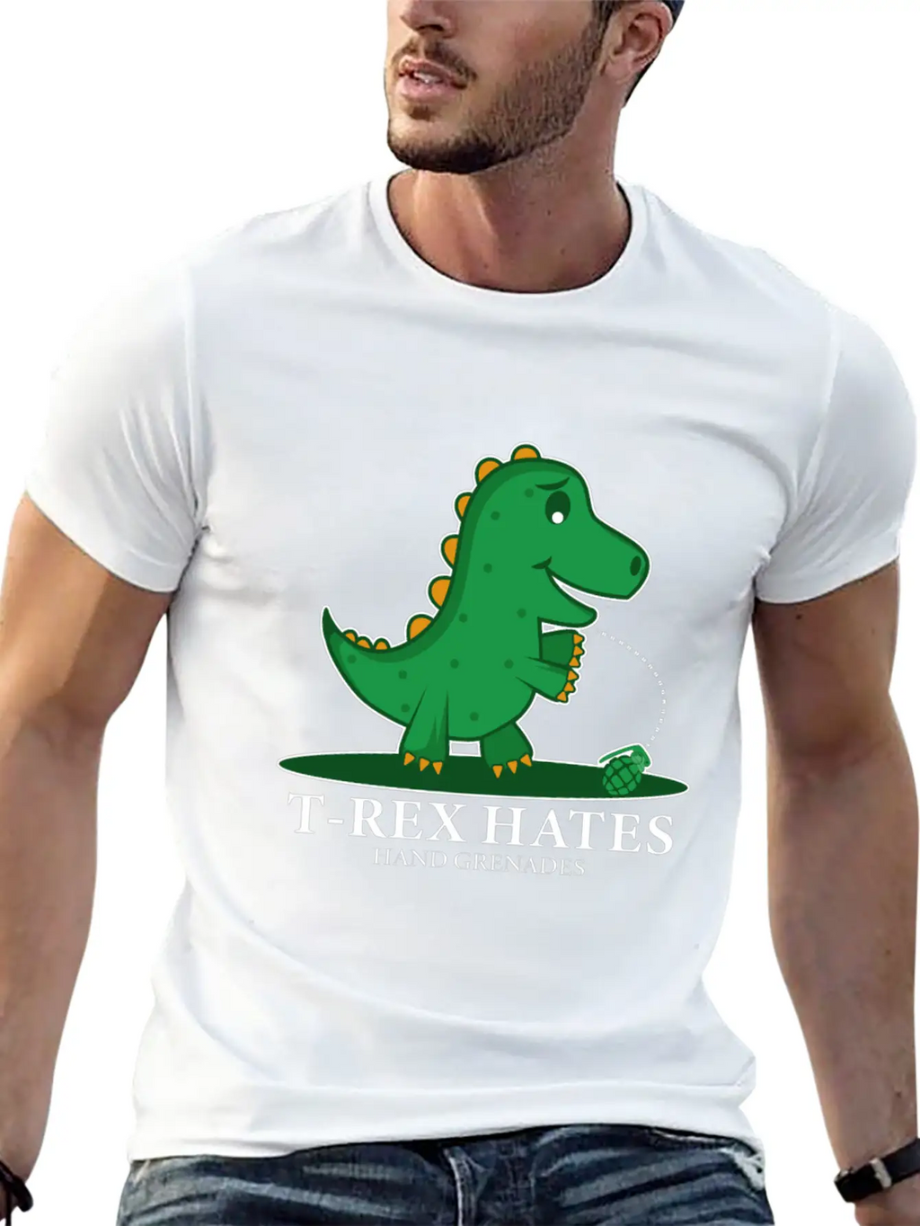 T-Rex Hates Grenades Dinosaur Fan Gift Essential Cotton Tee For Daily Outfits – Unisex Style