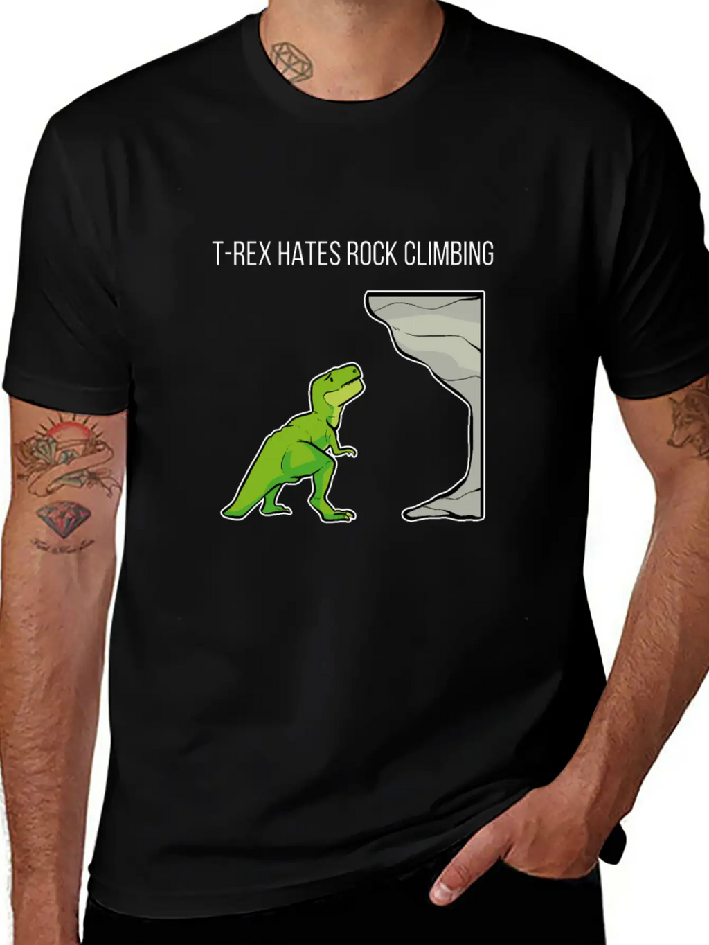 T-Rex Hates Rockclimbing Nature Lover Gift Breathable Soft Cotton T-Shirt – Timeless Casual Look