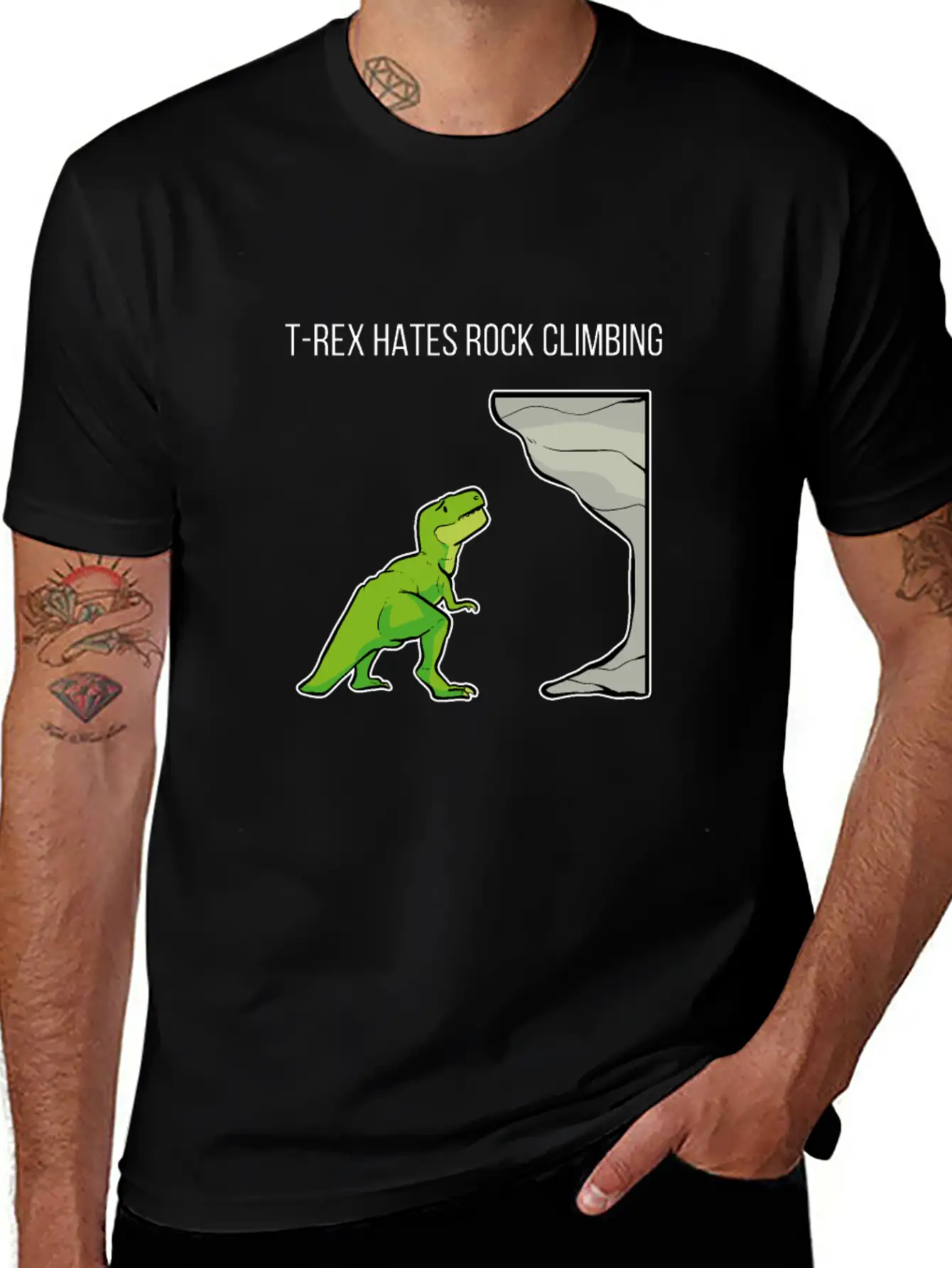 T-Rex Hates Rockclimbing Nature Lover Gift Breathable Soft Cotton T-Shirt – Timeless Casual Look