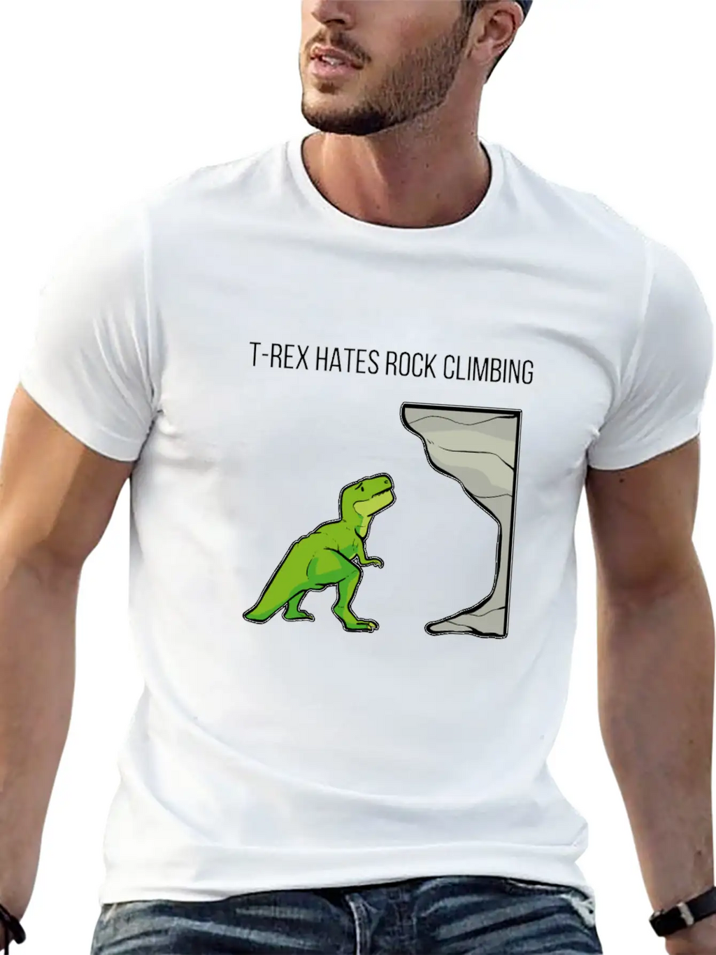 T-Rex Hates Rockclimbing Nature Lover Gift Breathable Soft Cotton T-Shirt – Timeless Casual Look