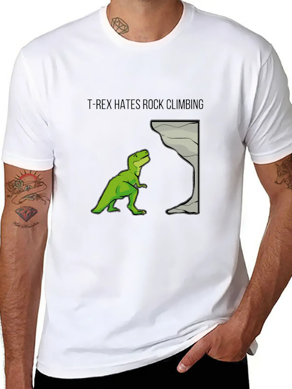T-Rex Hates Rockclimbing Nature Lover Gift Breathable Soft Cotton T-Shirt – Timeless Casual Look