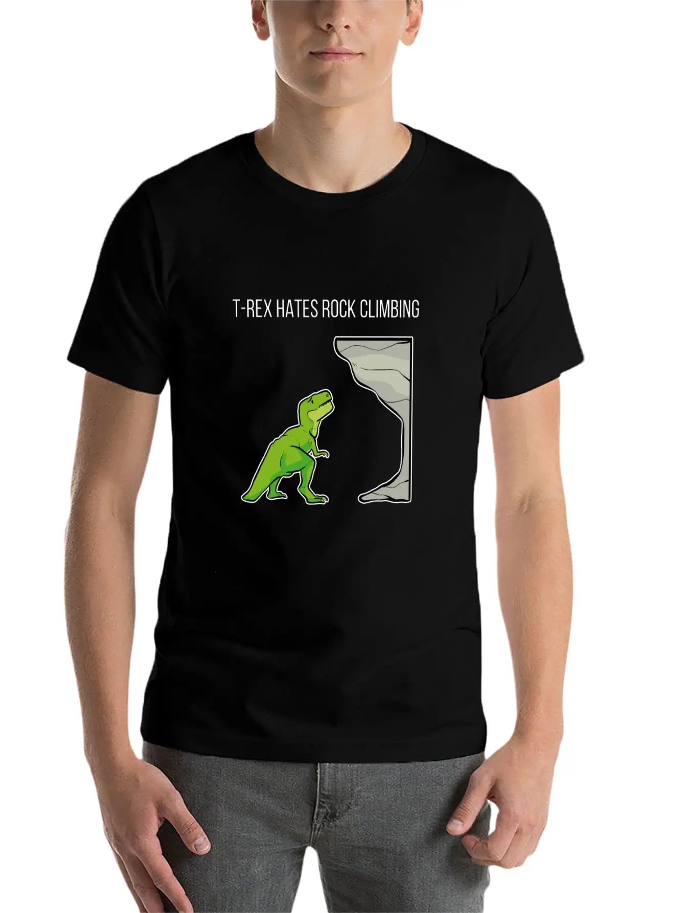 T-Rex Hates Rockclimbing Nature Lover Gift Breathable Soft Cotton T-Shirt – Timeless Casual Look