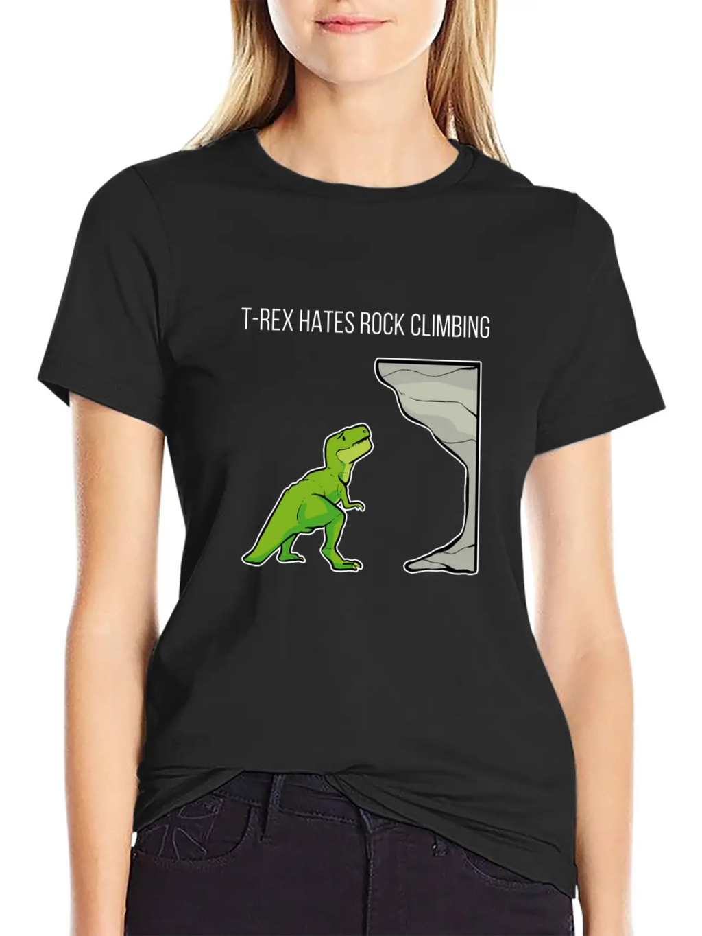 T-Rex Hates Rockclimbing Nature Lover Gift Breathable Soft Cotton T-Shirt – Timeless Casual Look