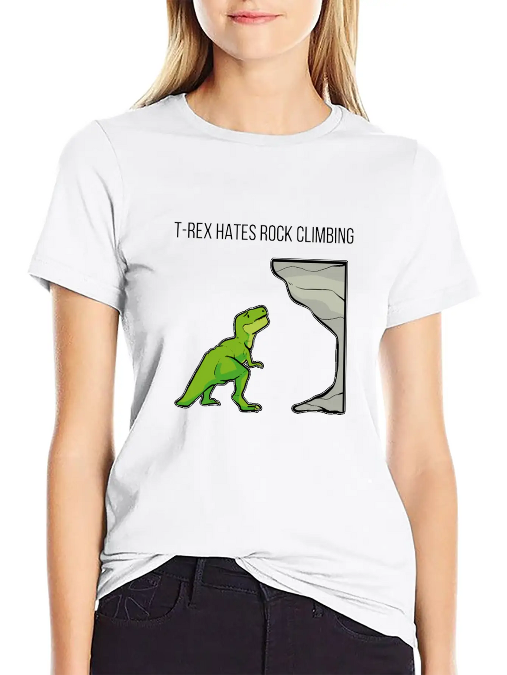 T-Rex Hates Rockclimbing Nature Lover Gift Breathable Soft Cotton T-Shirt – Timeless Casual Look