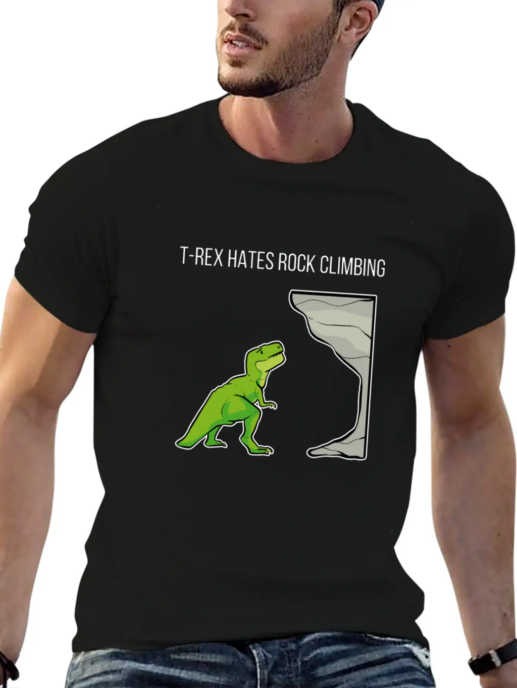 T-Rex Hates Rockclimbing Nature Lover Gift Breathable Soft Cotton T-Shirt – Timeless Casual Look