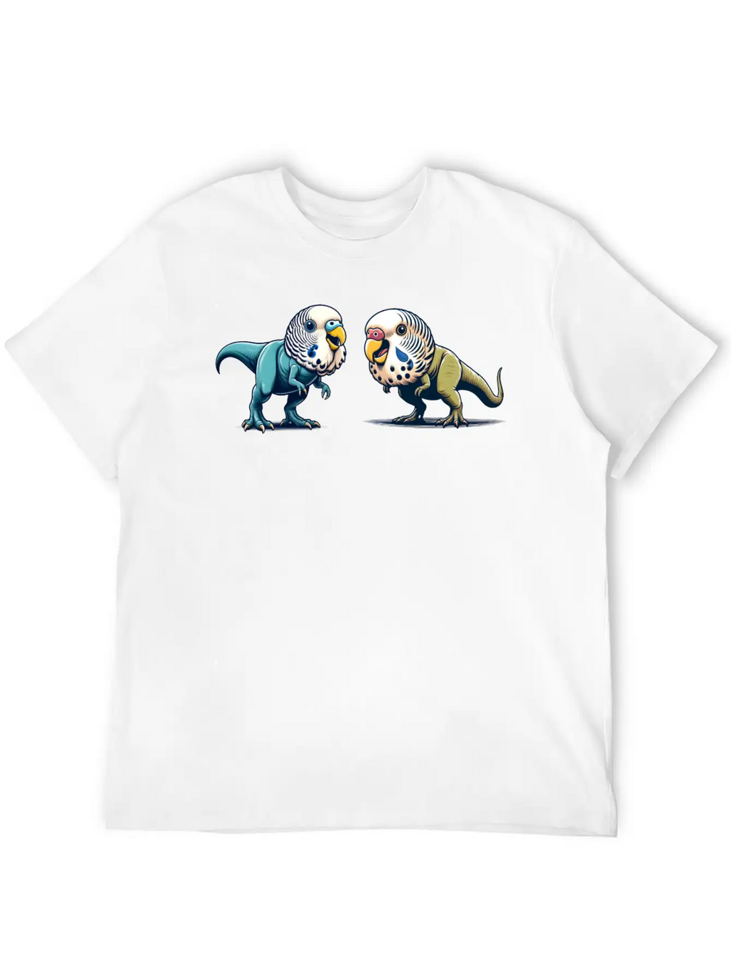 T-Rex With Budgie Head Basic Graphic T-Shirt – Daily Comfort In Soft Cotton