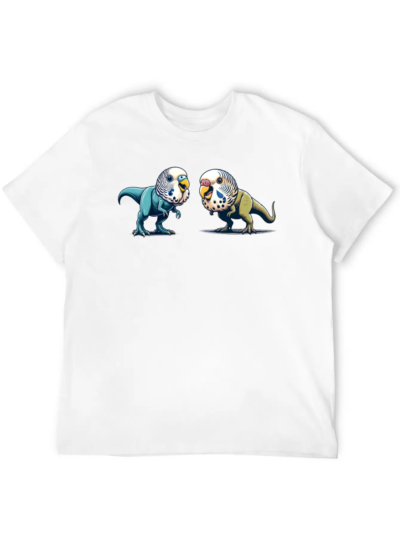 T-Rex With Budgie Head Basic Graphic T-Shirt – Daily Comfort In Soft Cotton