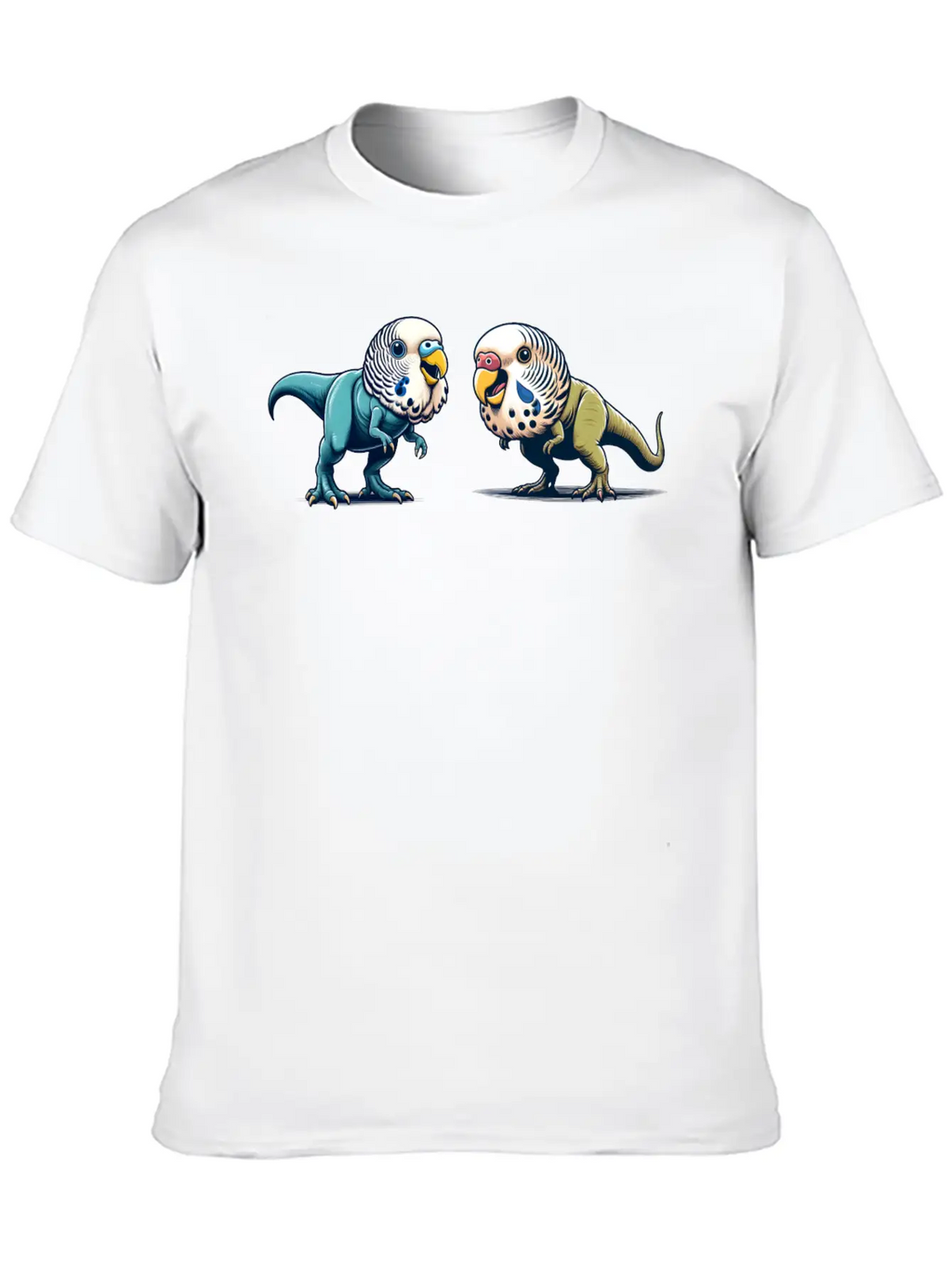 T-Rex With Budgie Head Basic Graphic T-Shirt – Daily Comfort In Soft Cotton
