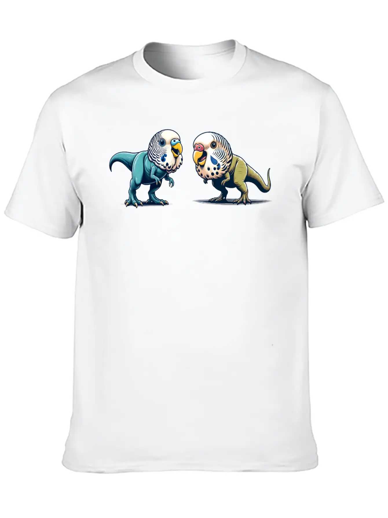 T-Rex With Budgie Head Basic Graphic T-Shirt – Daily Comfort In Soft Cotton